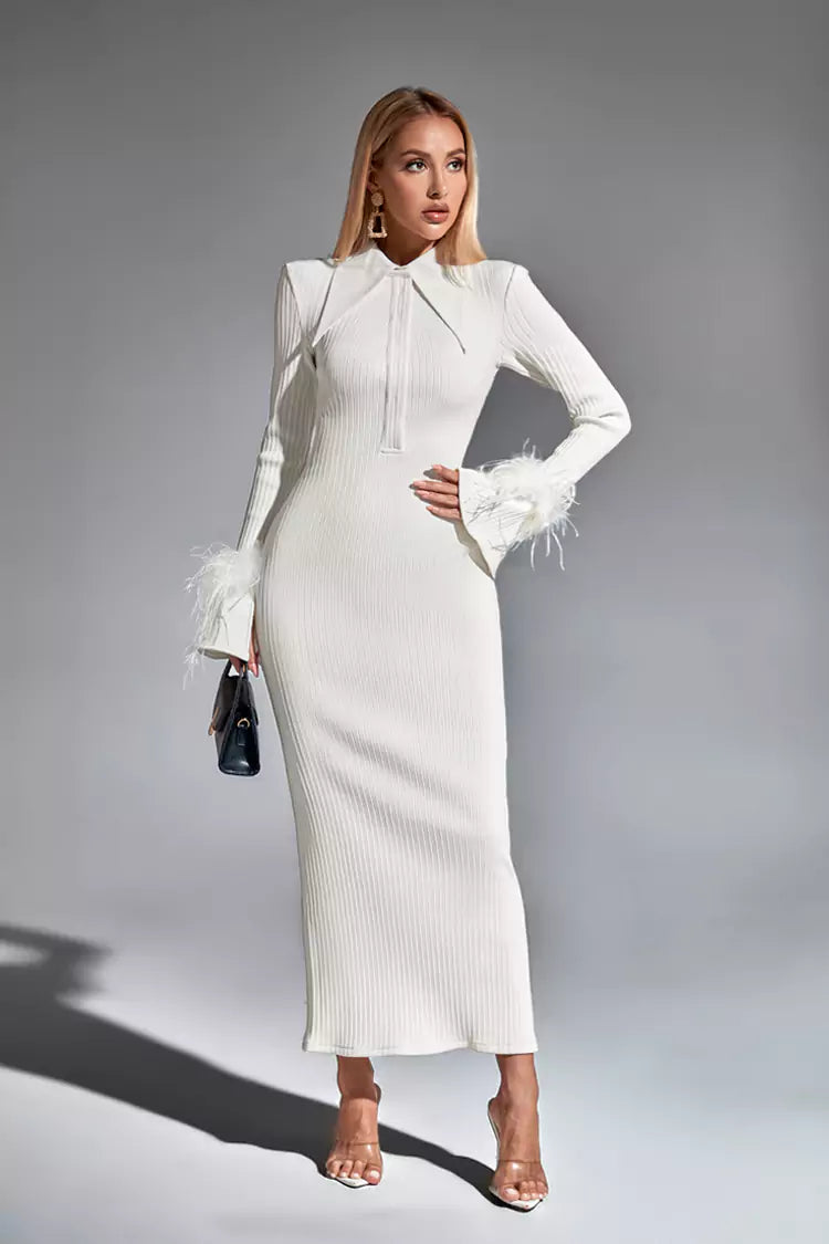 Cream formal dress hot sale with sleeves