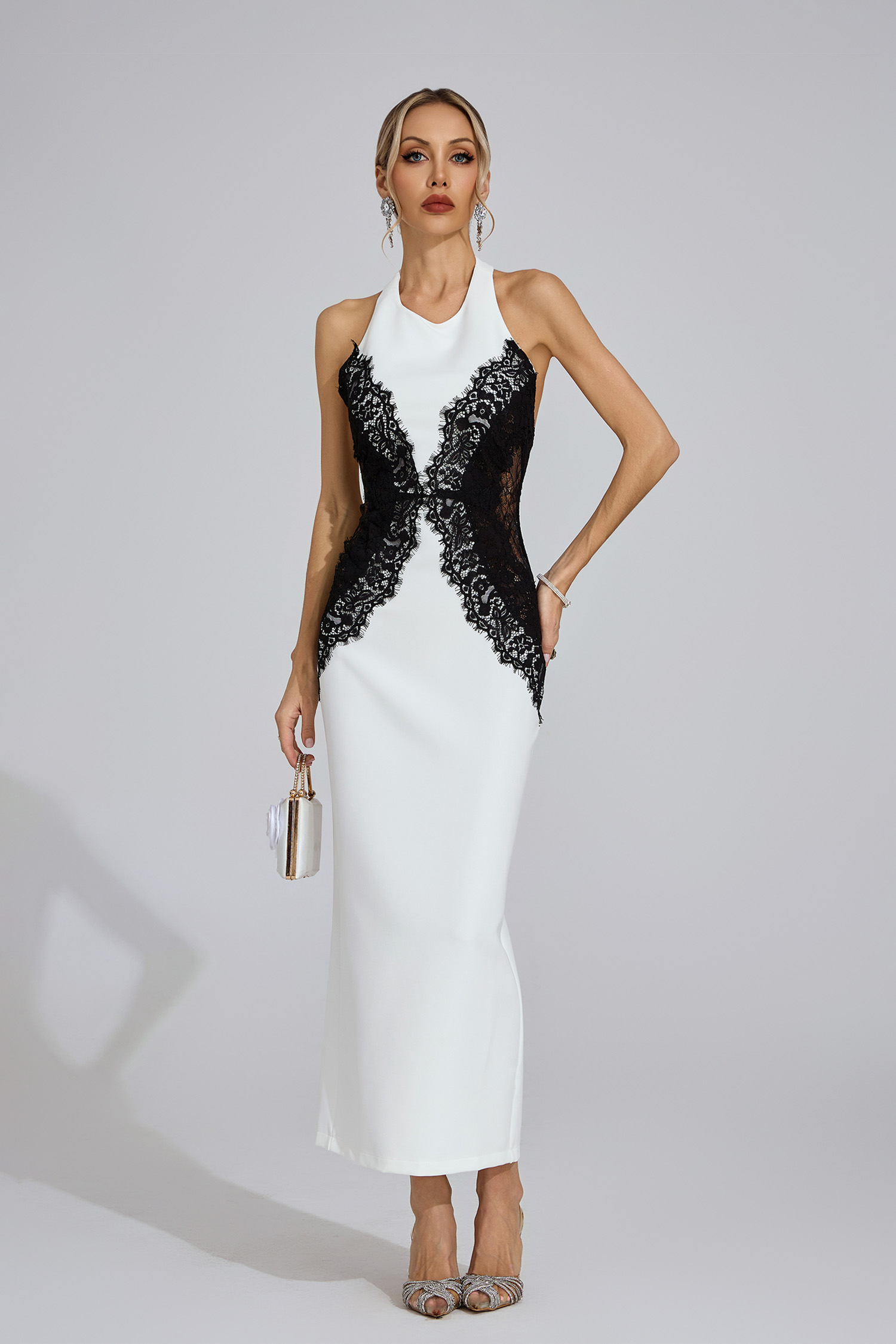 Seren White Halter Maxi Dress