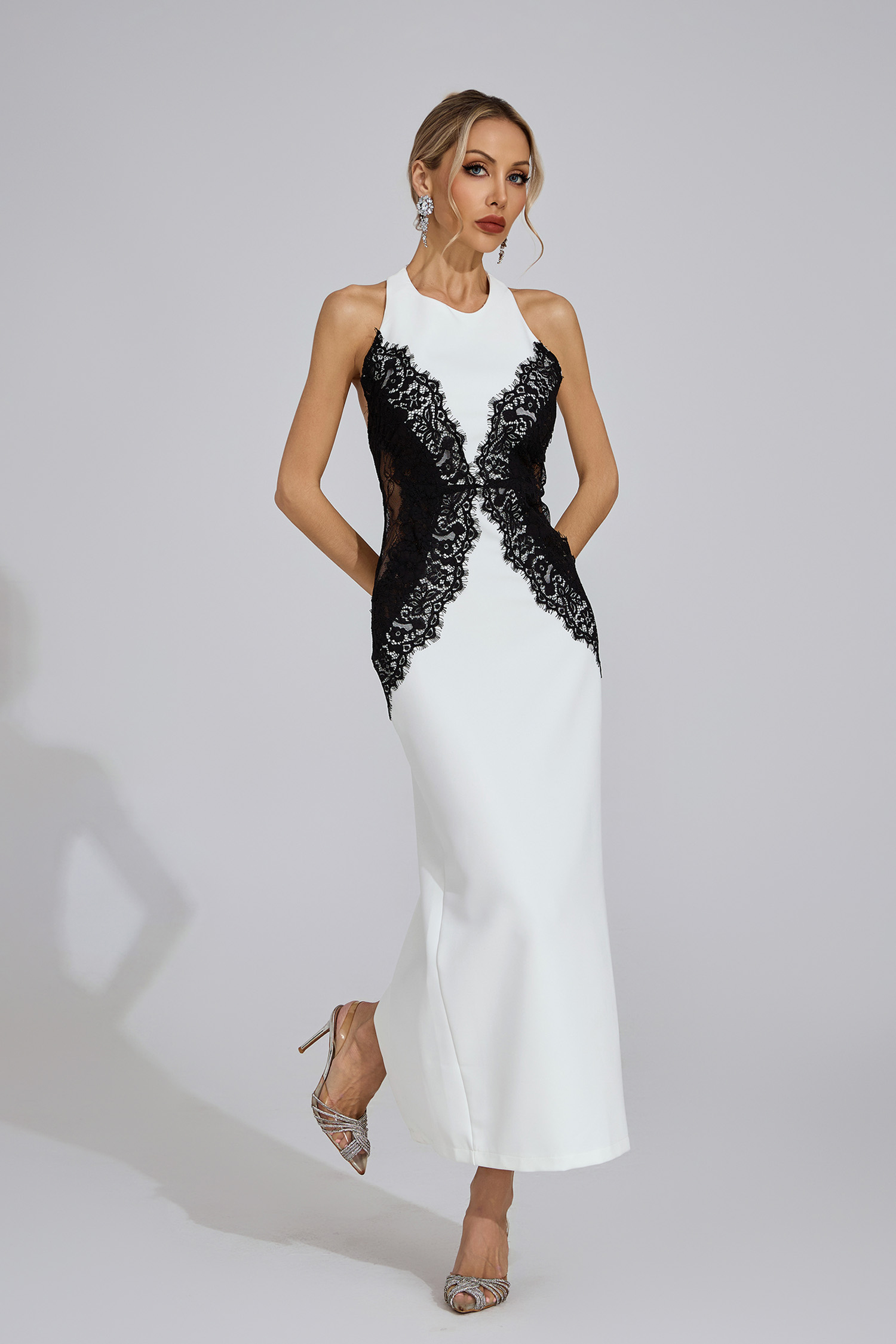Seren White Halter Maxi Dress