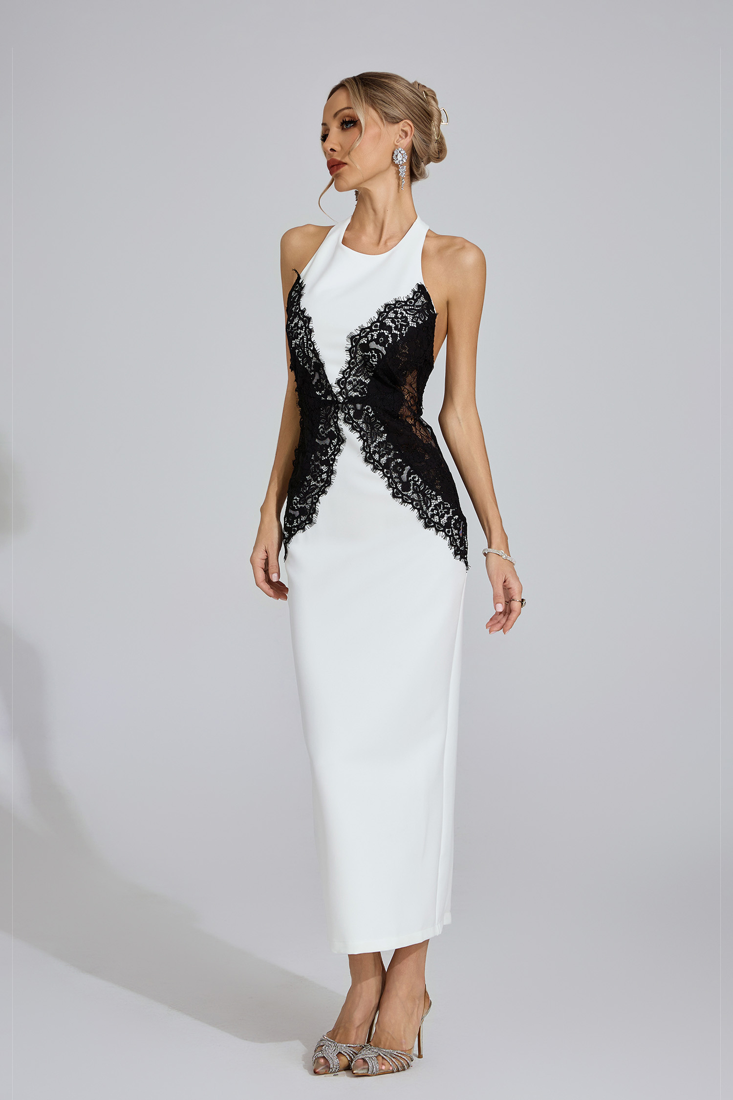 Seren White Halter Maxi Dress