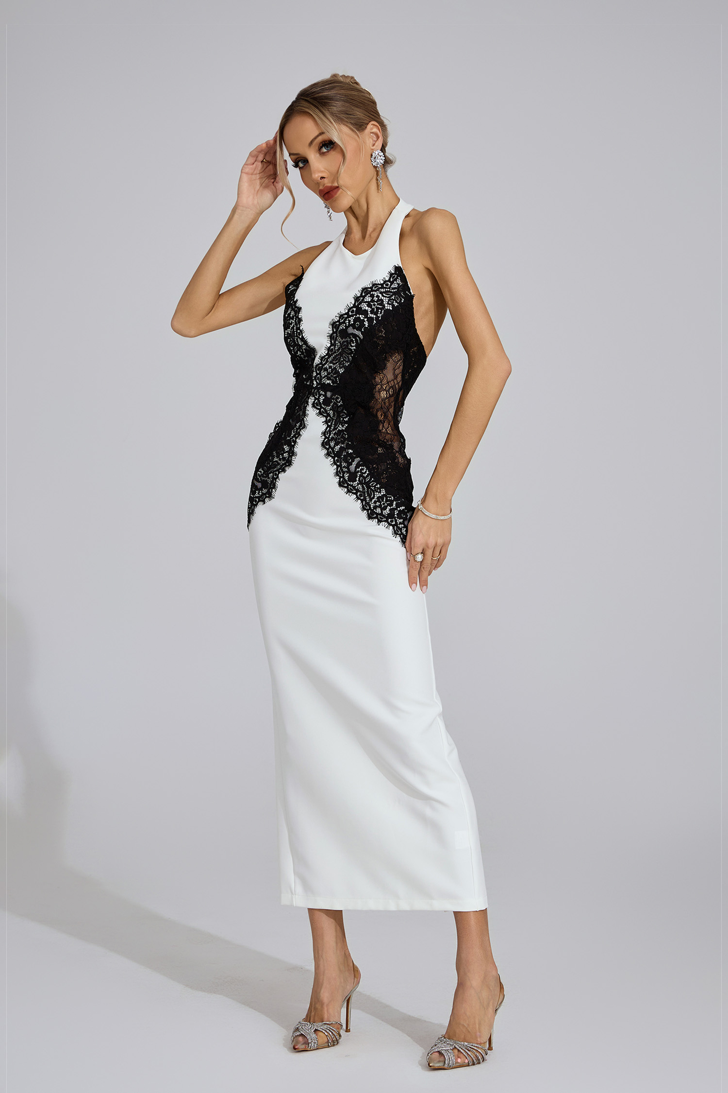 Seren White Halter Maxi Dress