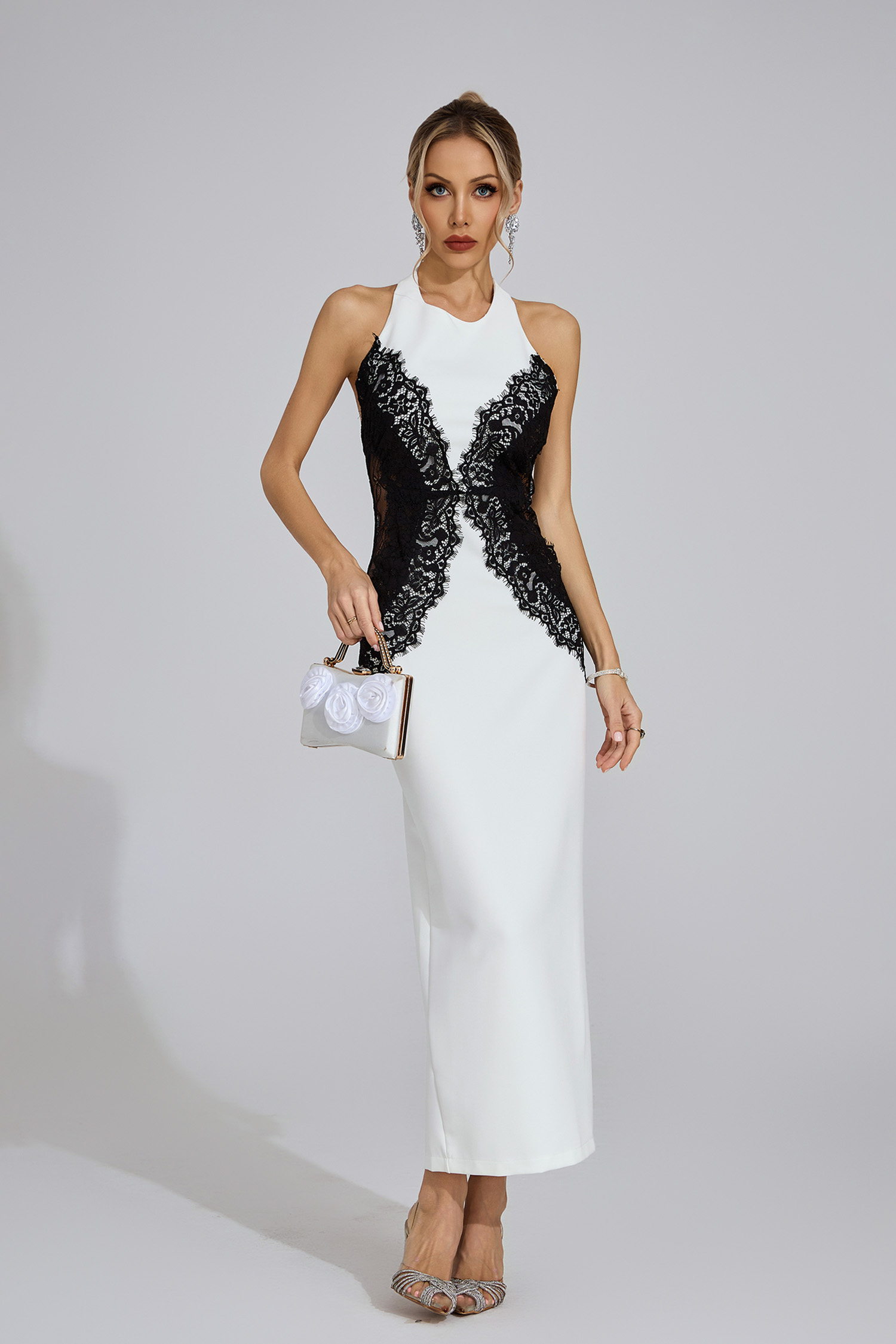 Seren White Halter Maxi Dress