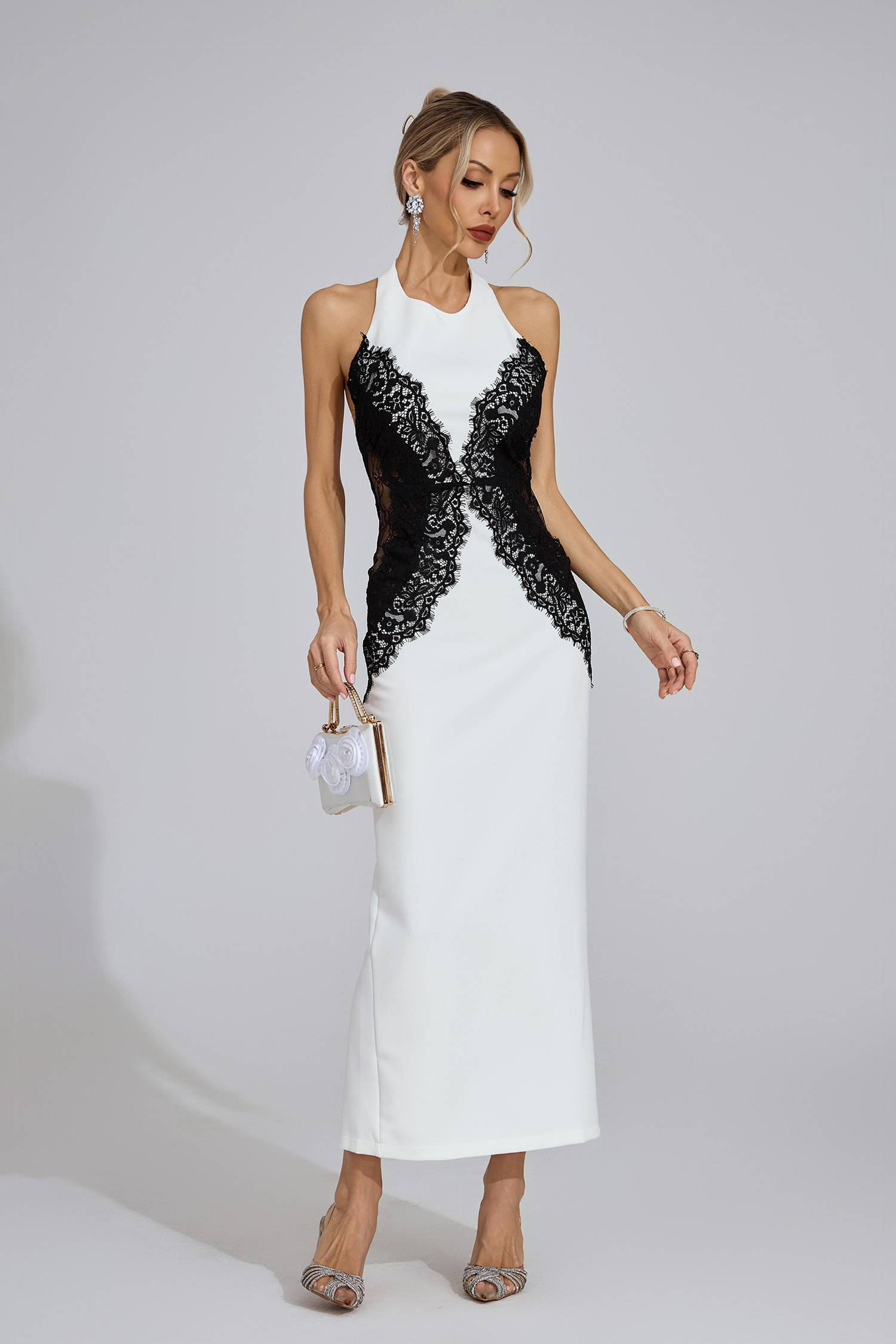 Seren White Halter Maxi Dress