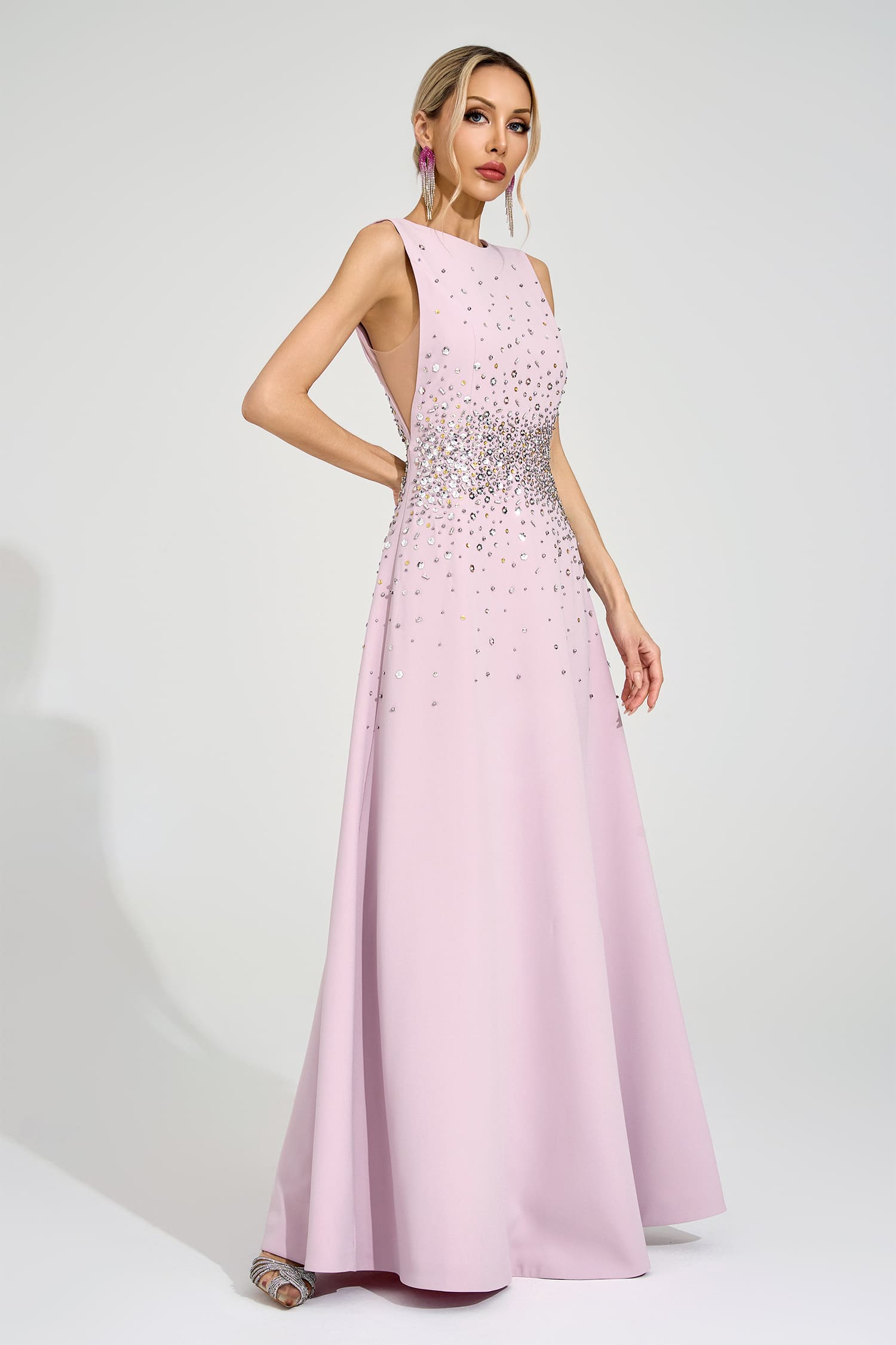 Shakespeare Light Pink Diamond Maxi Dress
