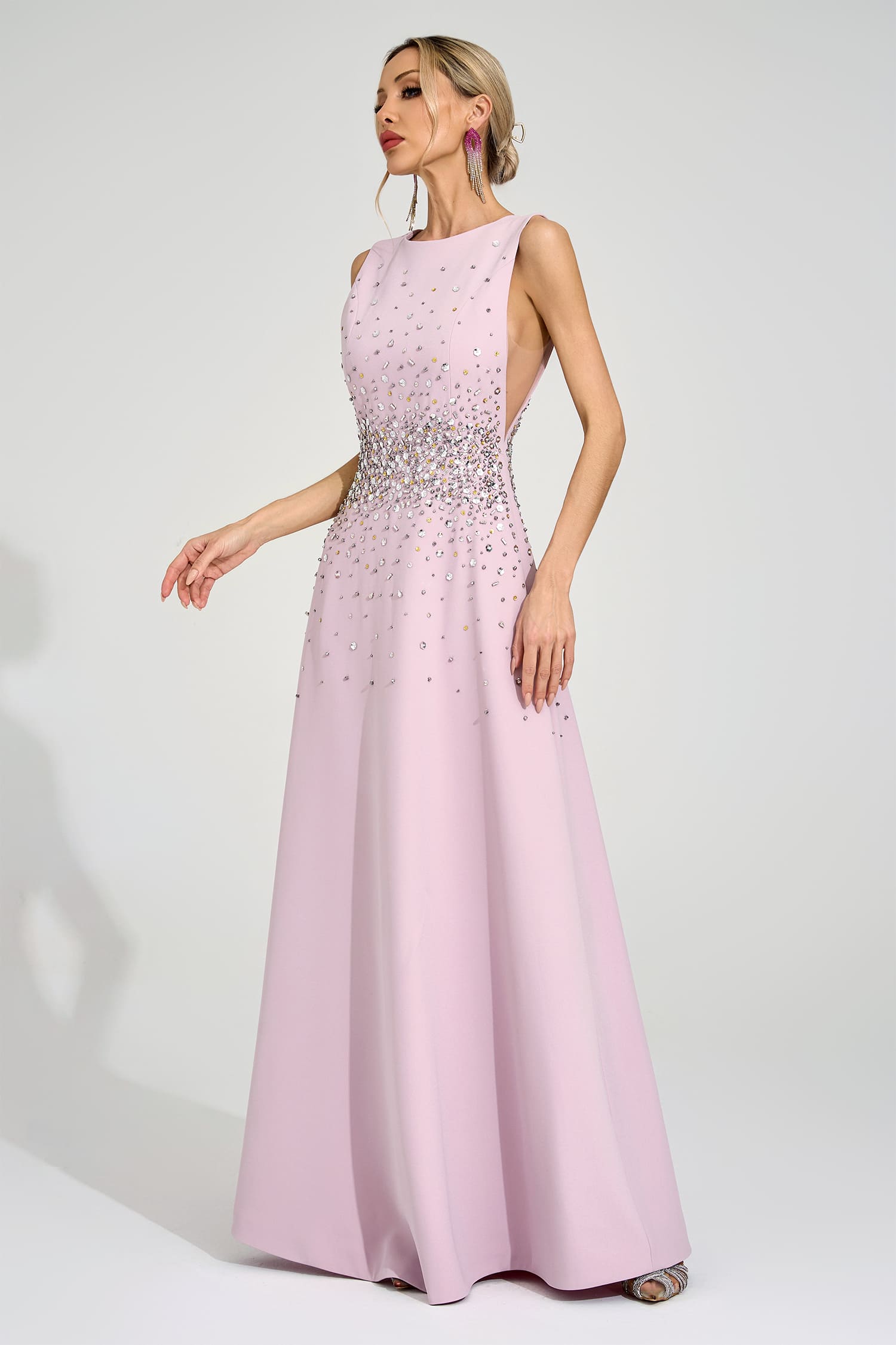 Shakespeare Light Pink Diamond Maxi Dress