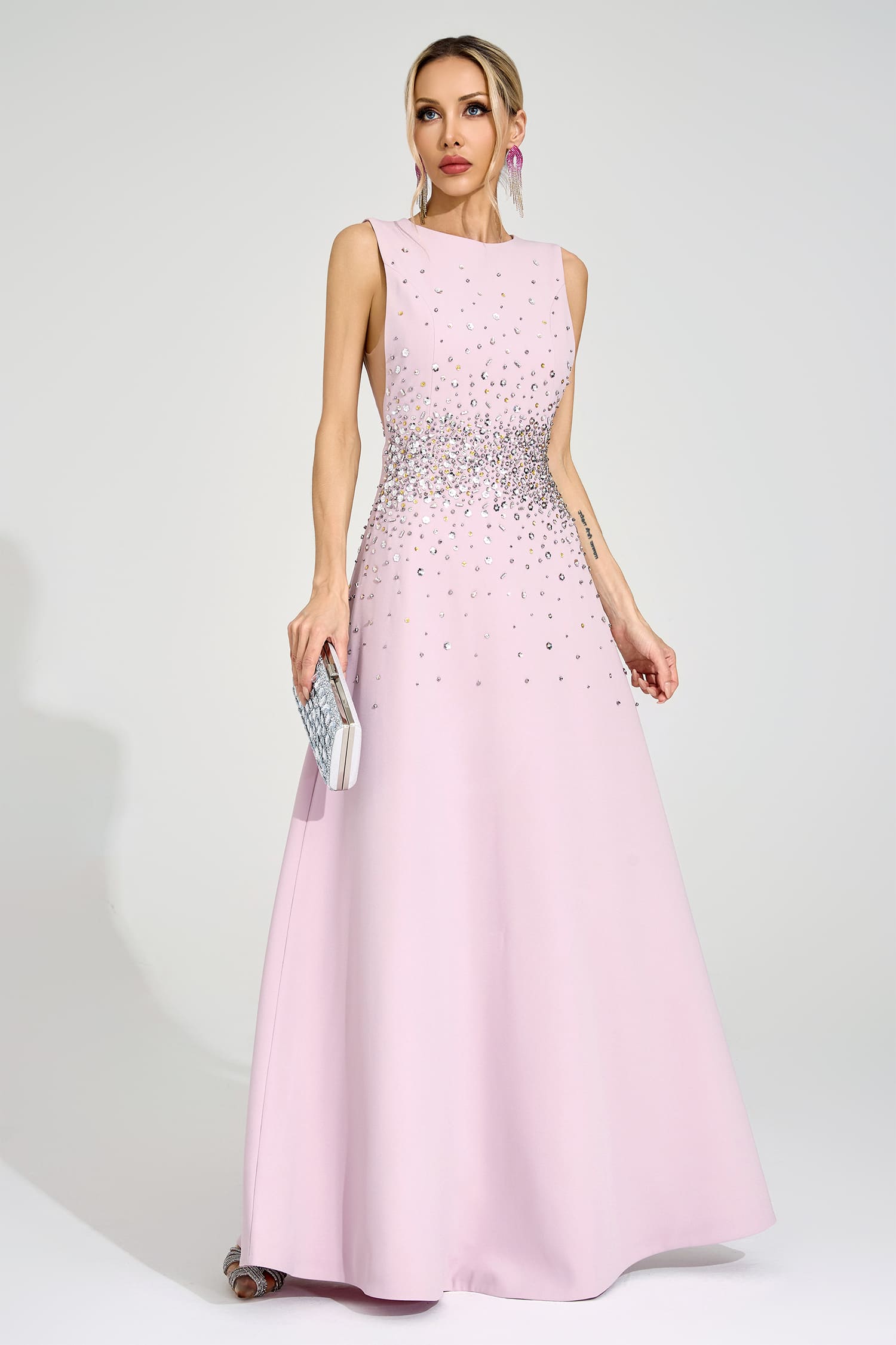 Shakespeare Light Pink Diamond Maxi Dress