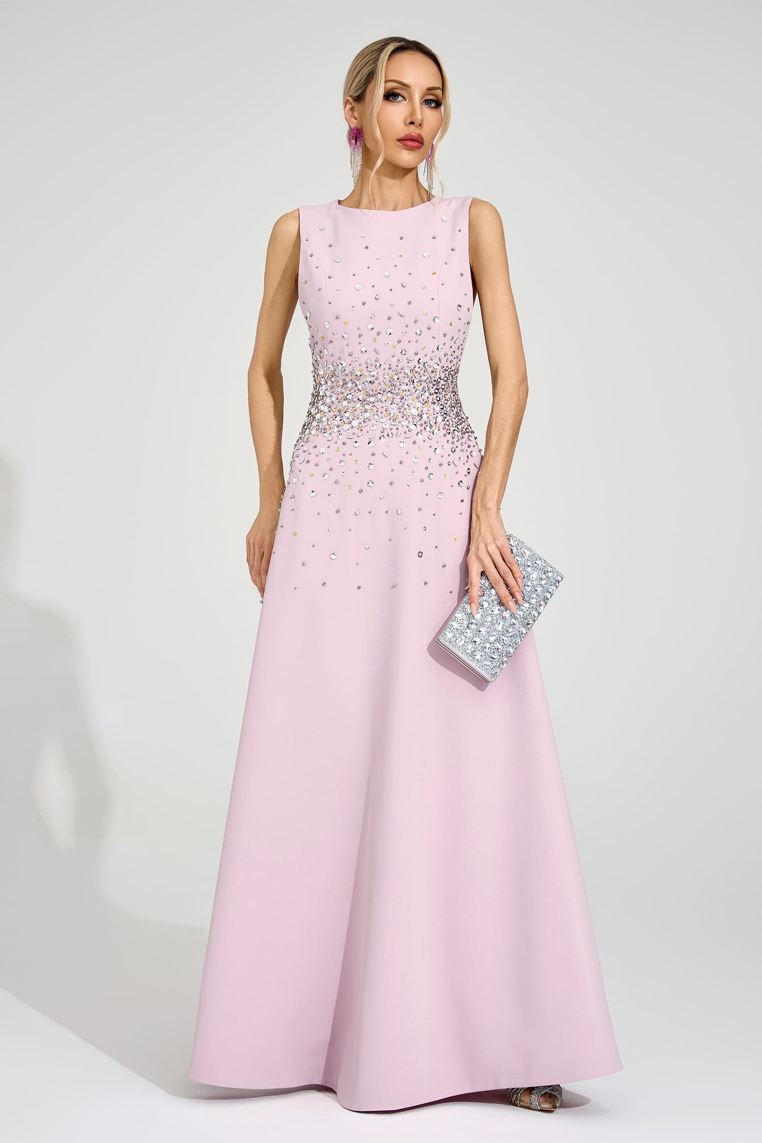 Shakespeare Light Pink Diamond Maxi Dress
