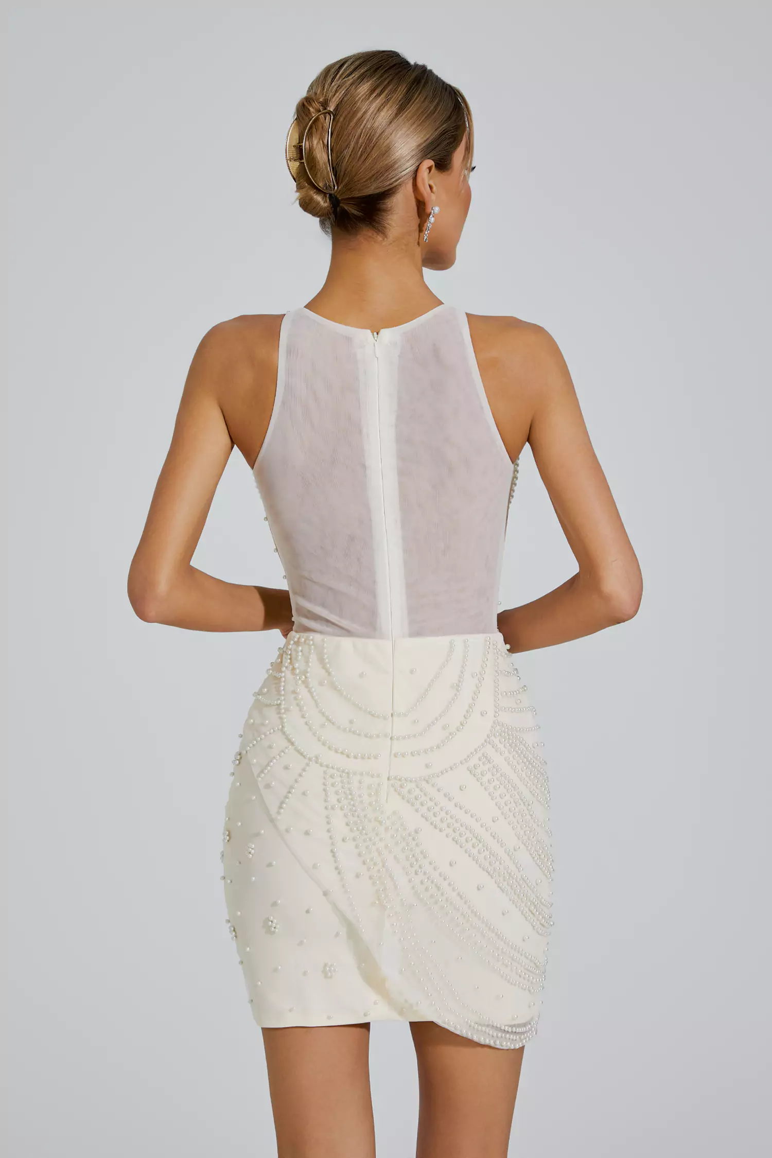 Shay White Beaded Embellished Mini Dress-CATCHALL