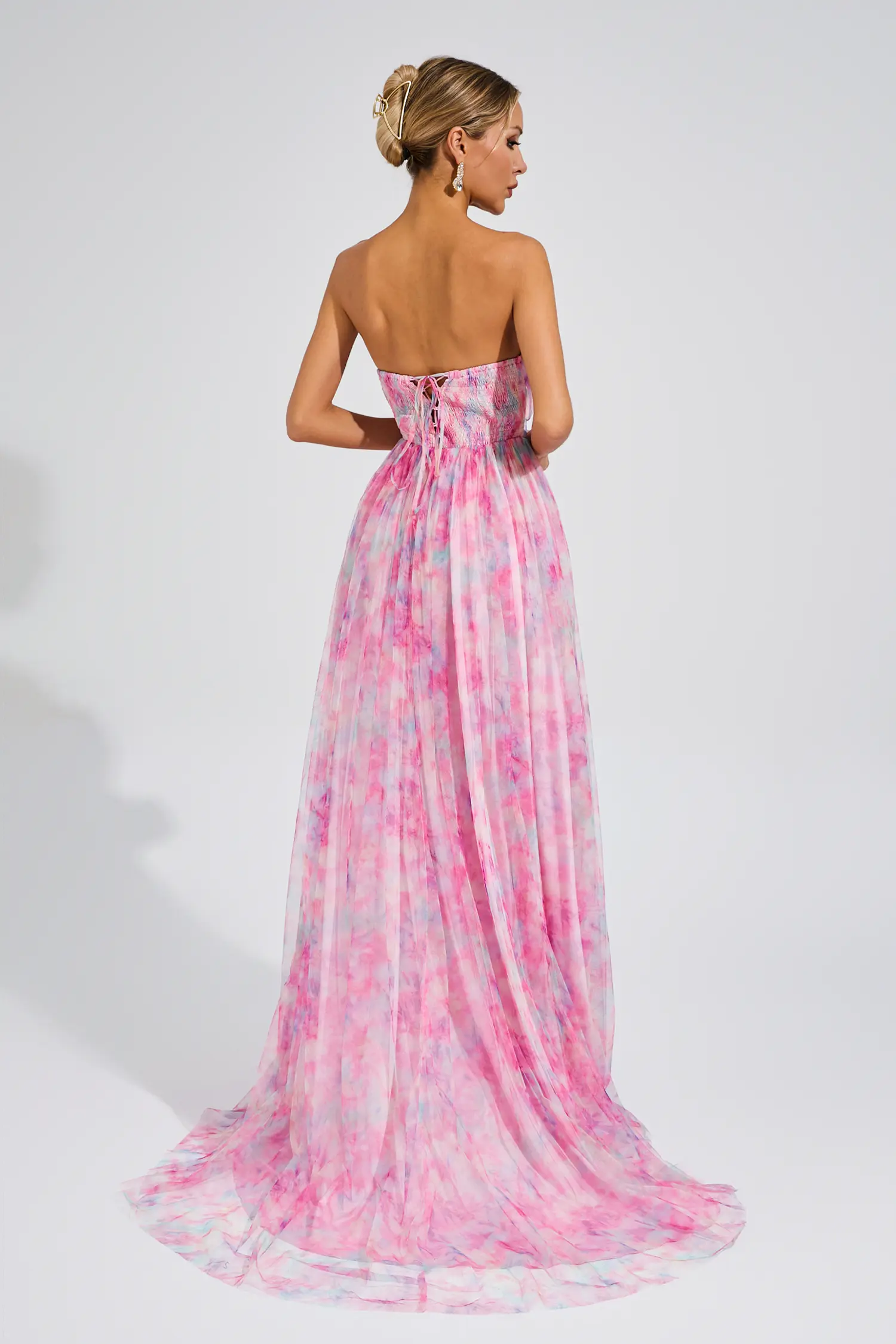 Sheila Pink Floral Slit Off Shoulder Dress-CATCHALL