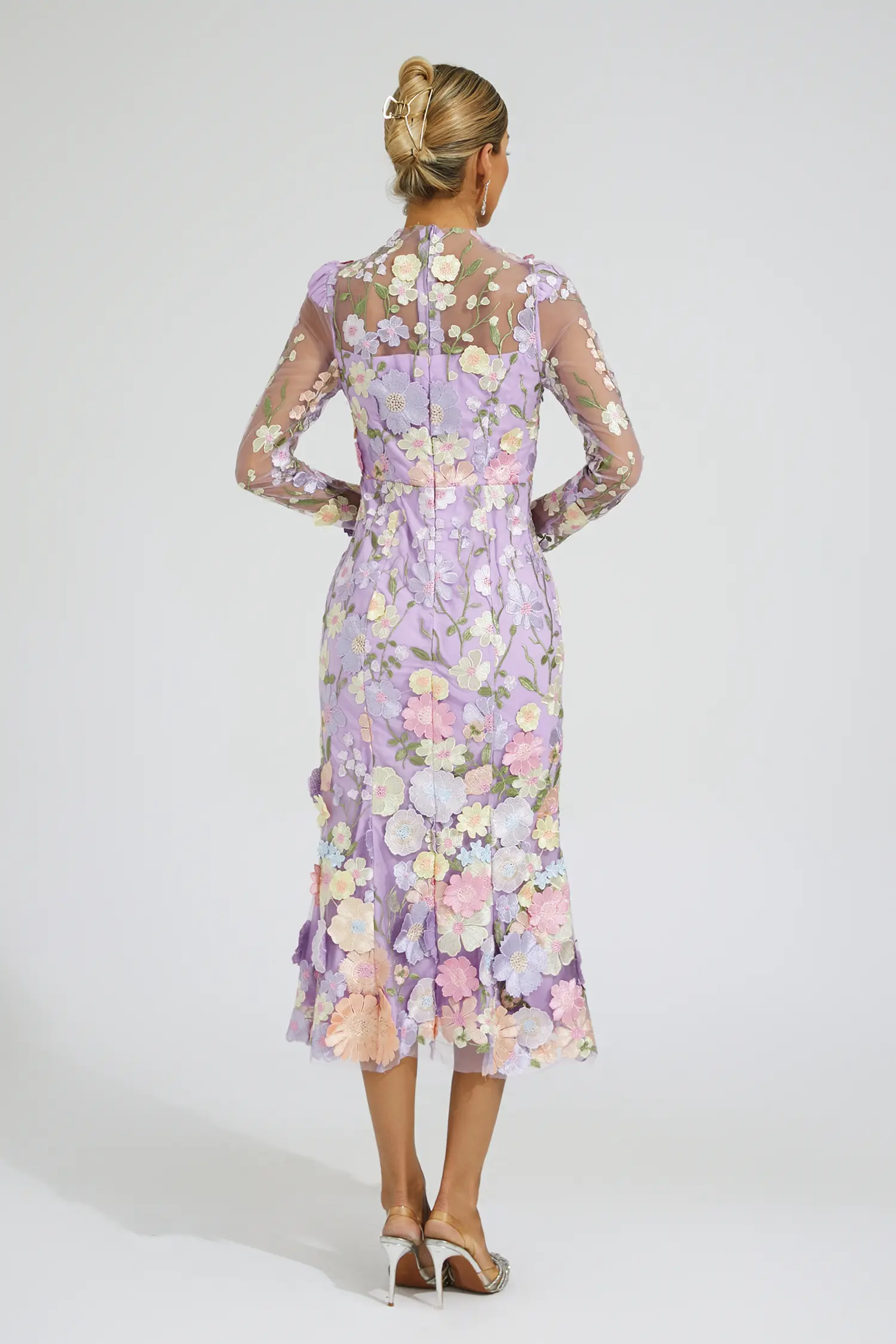 Sherwood Purple Flower Embroidered Dress-CATCHALL