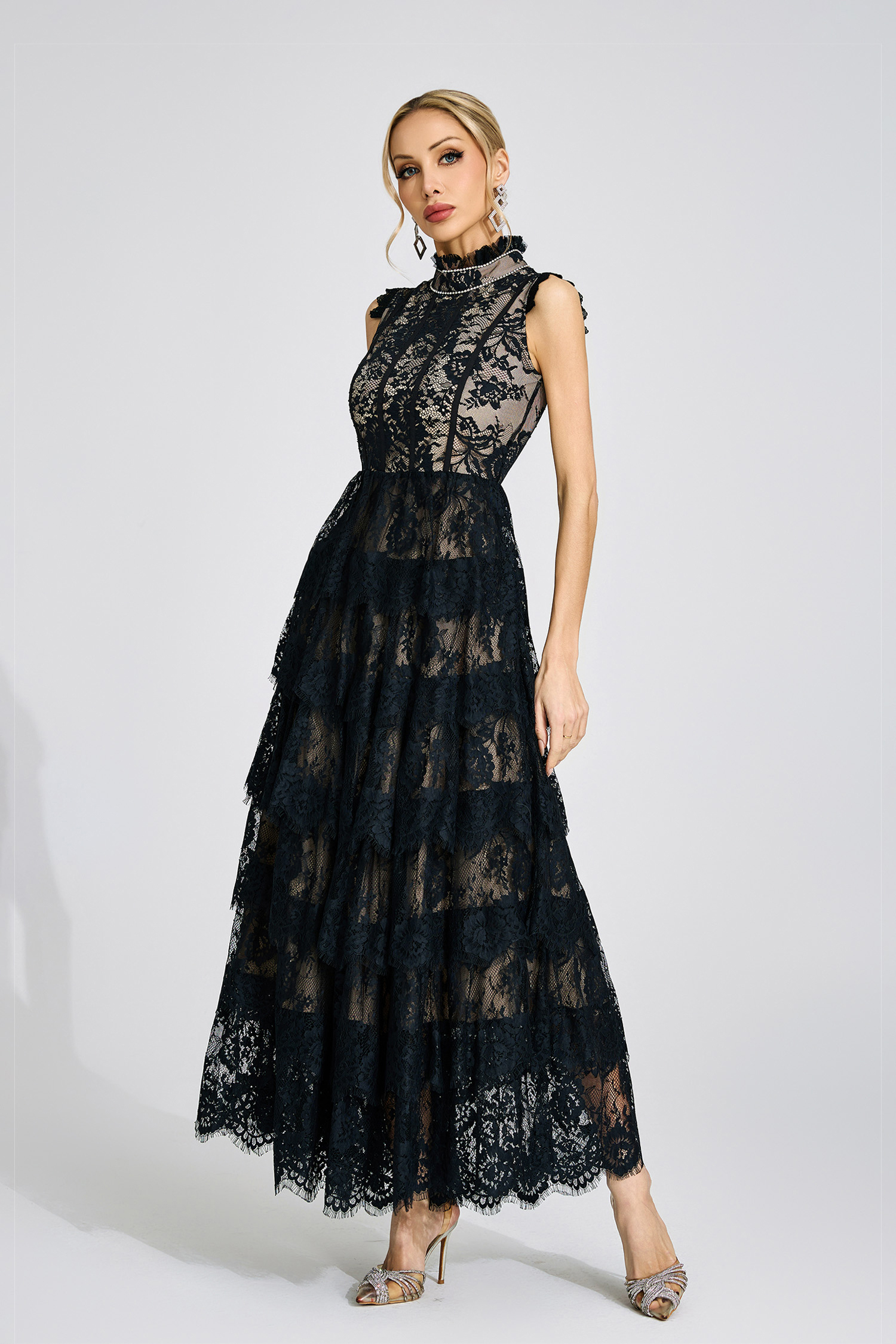 Sian Black Lace Maxi Dress