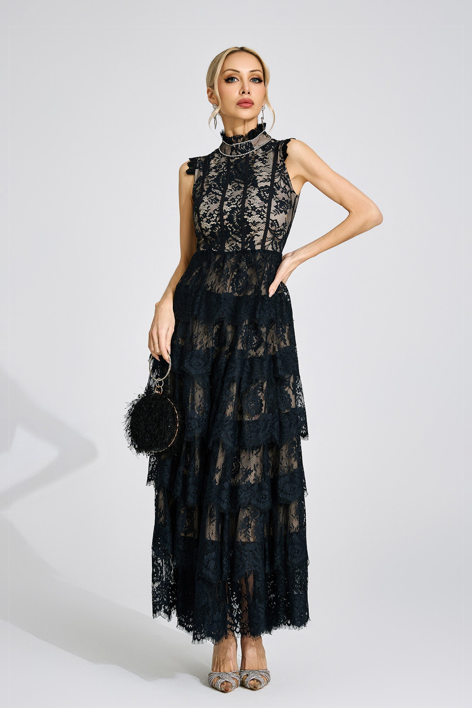 Sian Black Lace Maxi Dress