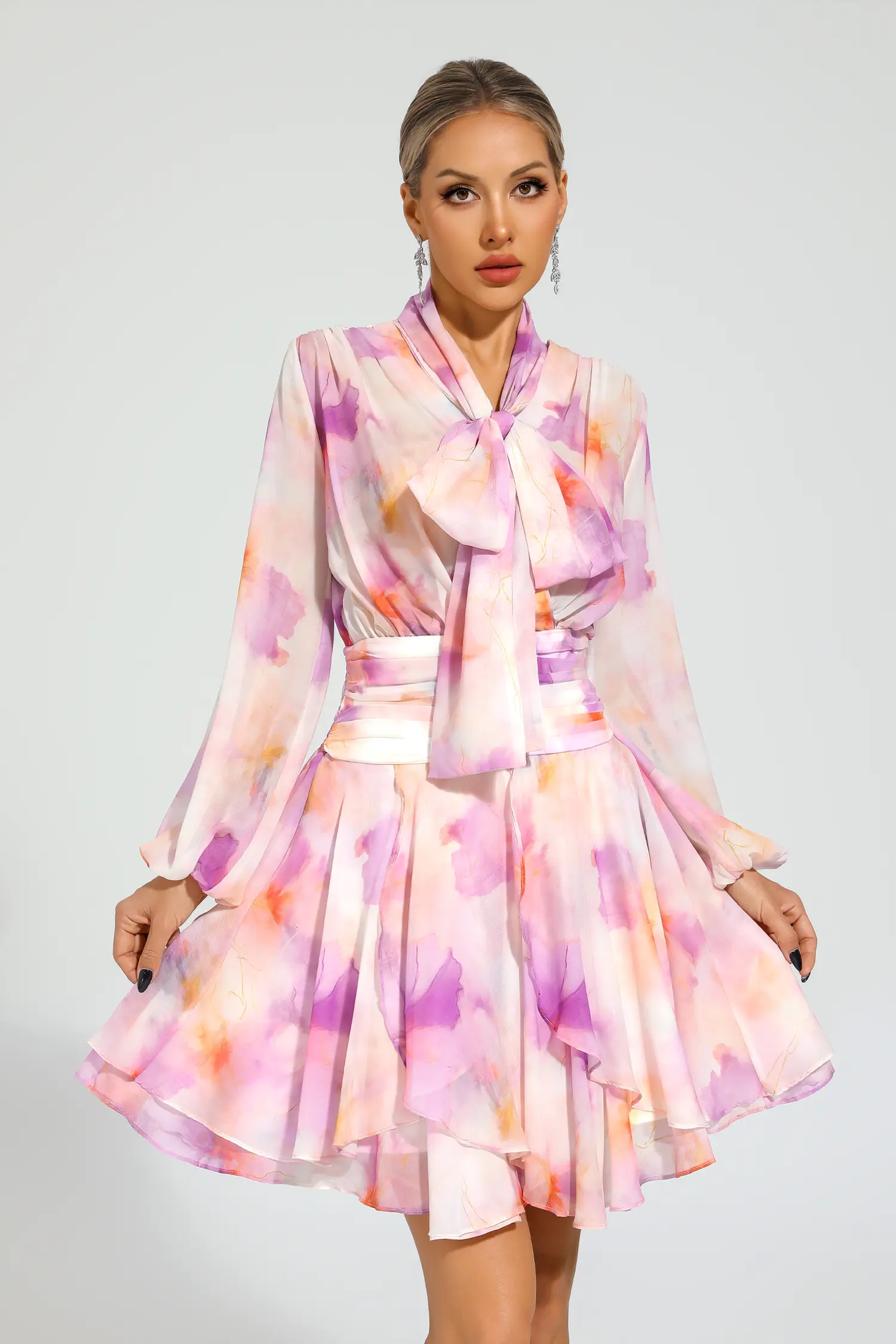 Sid Pink Floral Mini Dress-CATCHALL