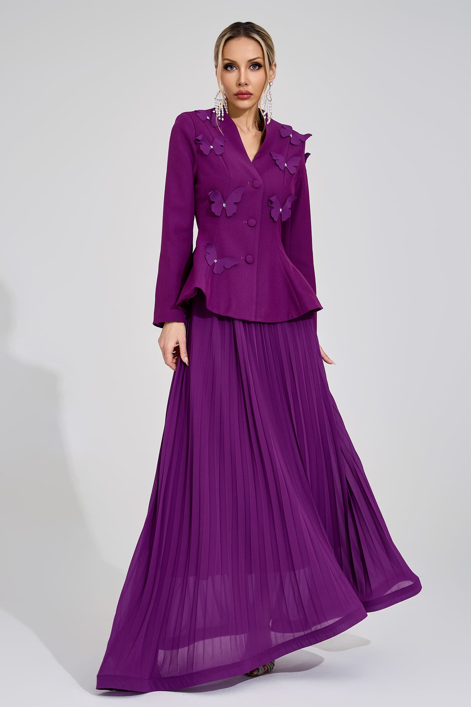 Sigrid Purple Pleated Set