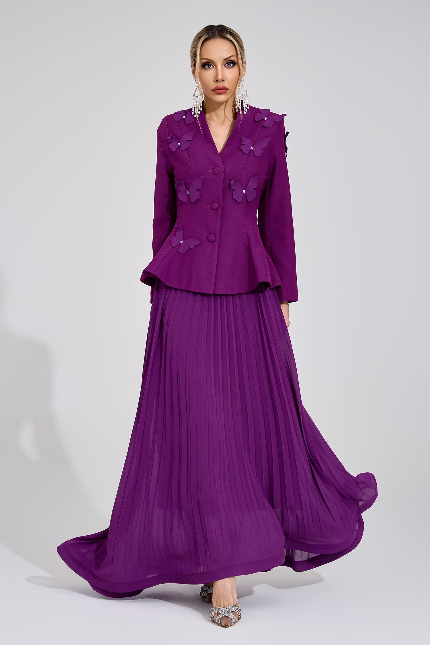 Sigrid Purple Pleated Set