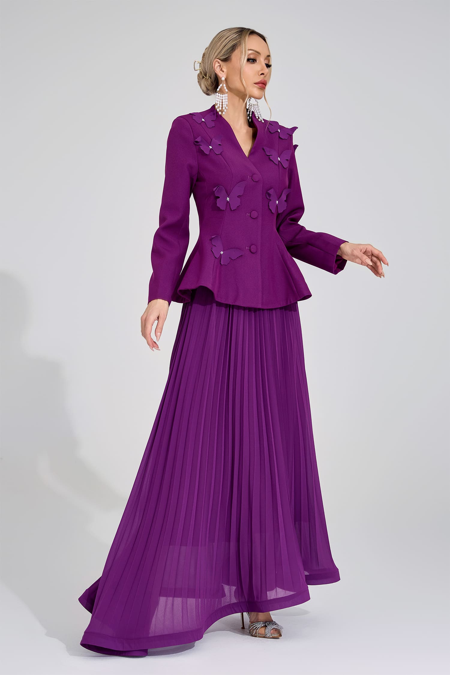 Sigrid Purple Pleated Set