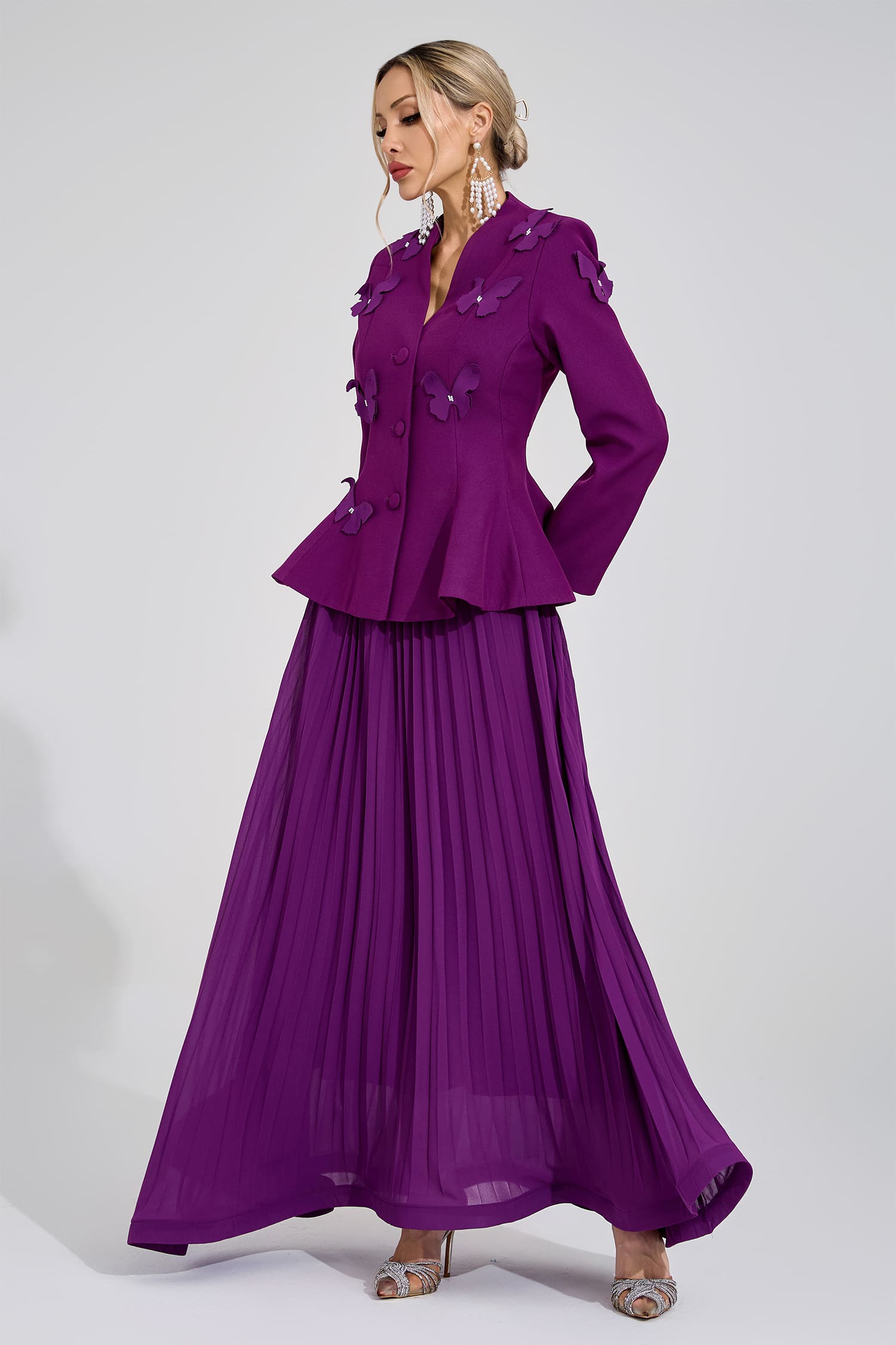 Sigrid Purple Pleated Set