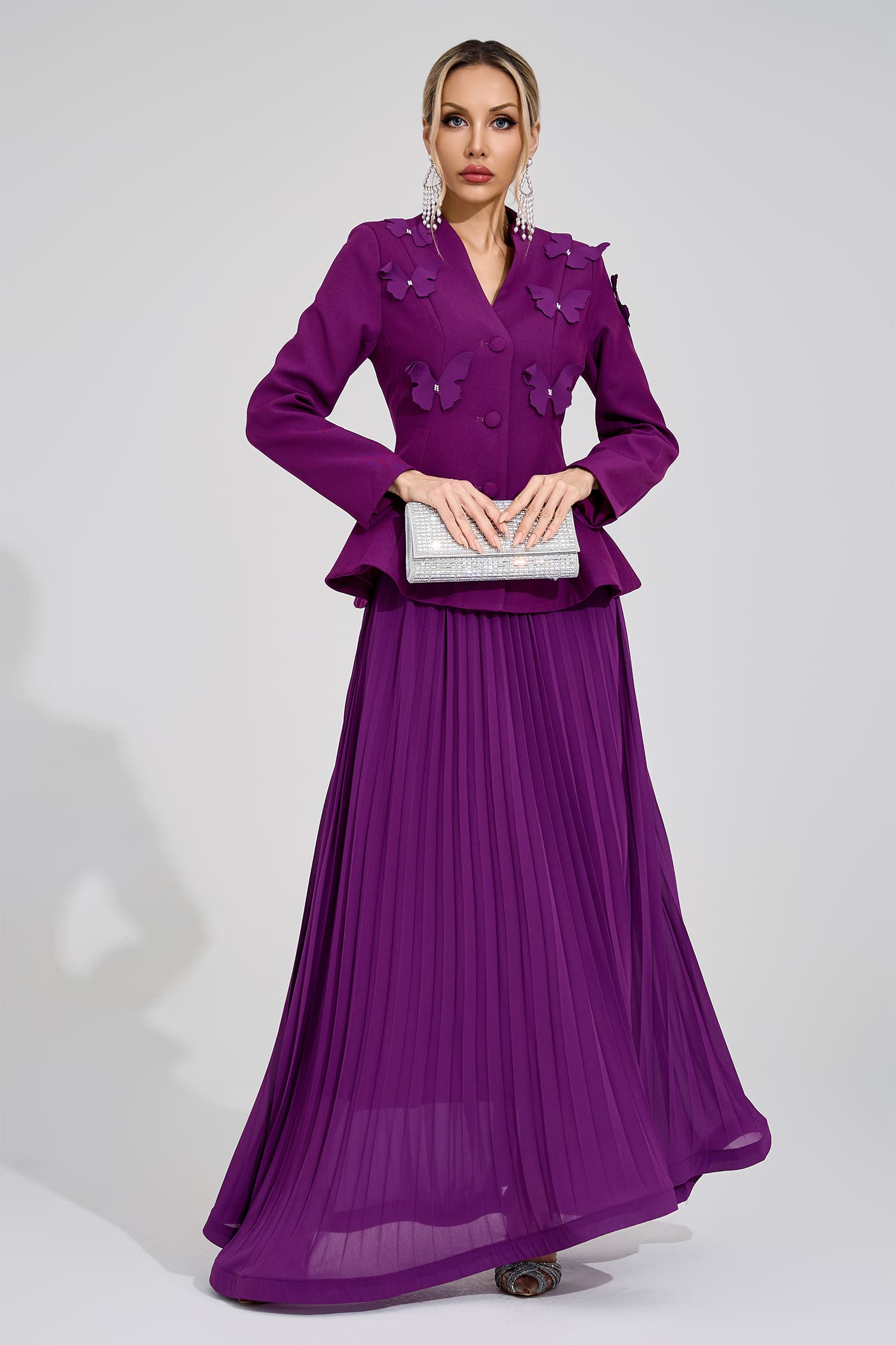 Sigrid Purple Pleated Set