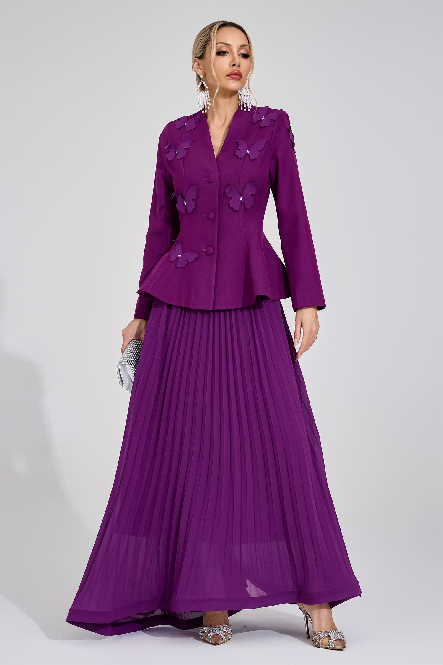 Sigrid Purple Pleated Set