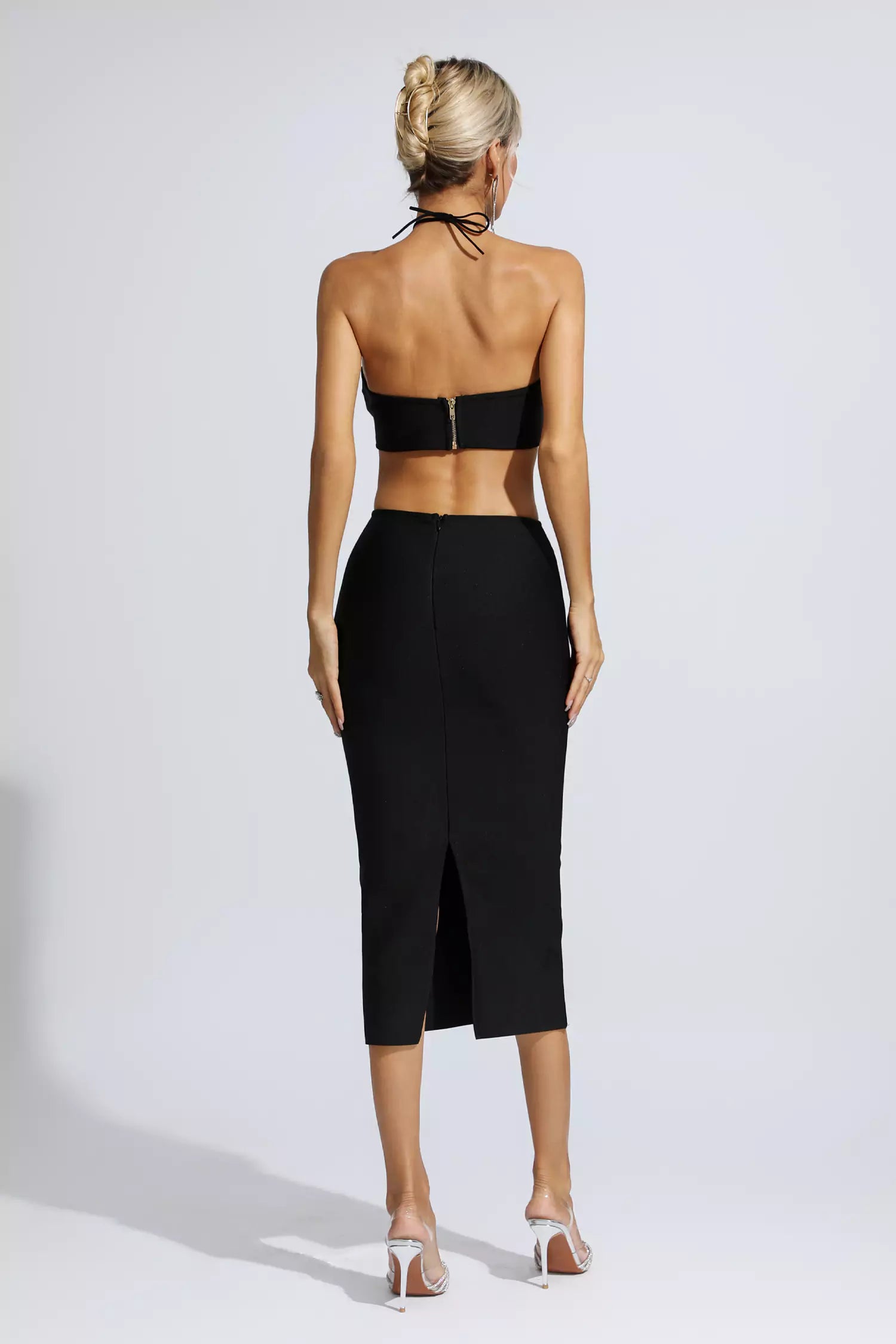 Skye Black Floral Cutout Midi Dress-CATCHALL