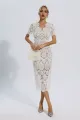 Skyler White Lace Cutout Midi Dress