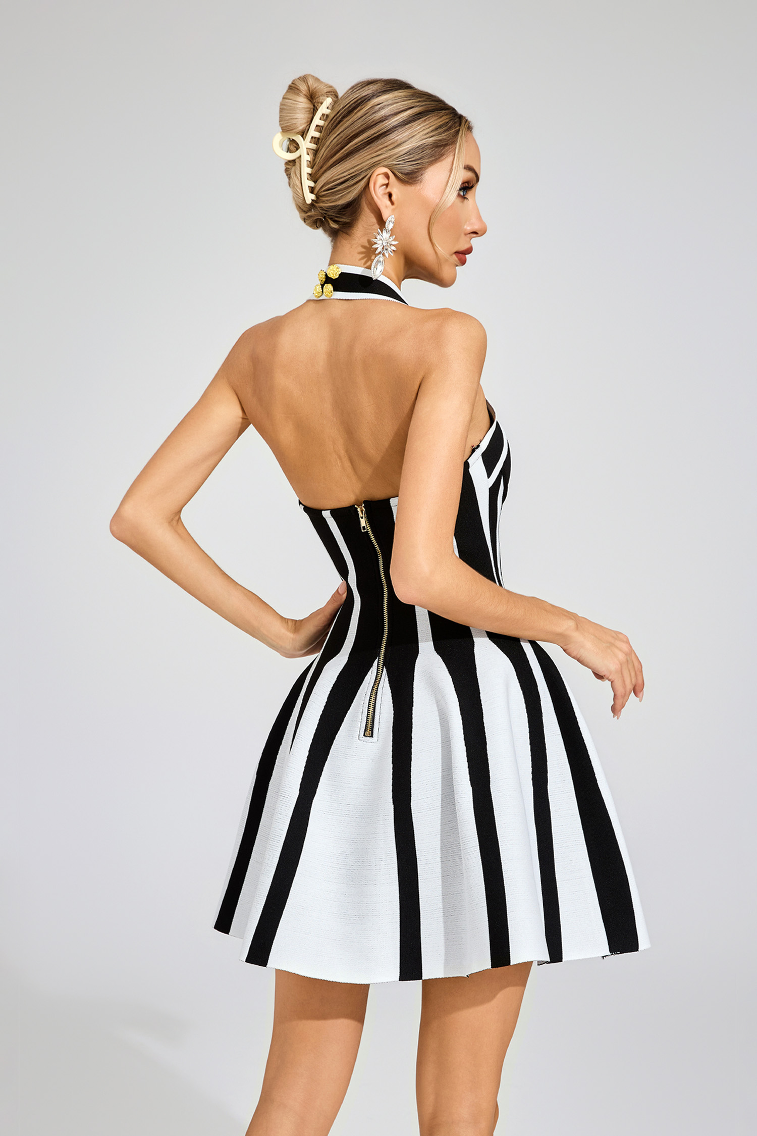 Smollett Black Striped Halter Dress