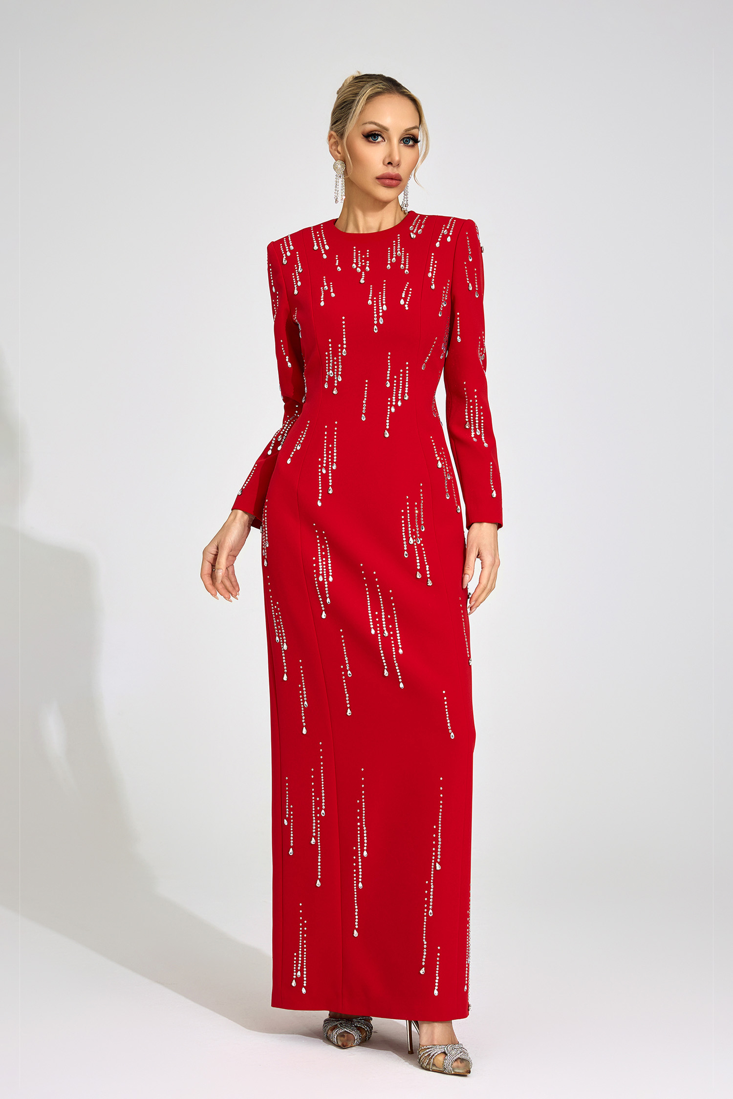 Solveig Red Diamond Maxi Dress