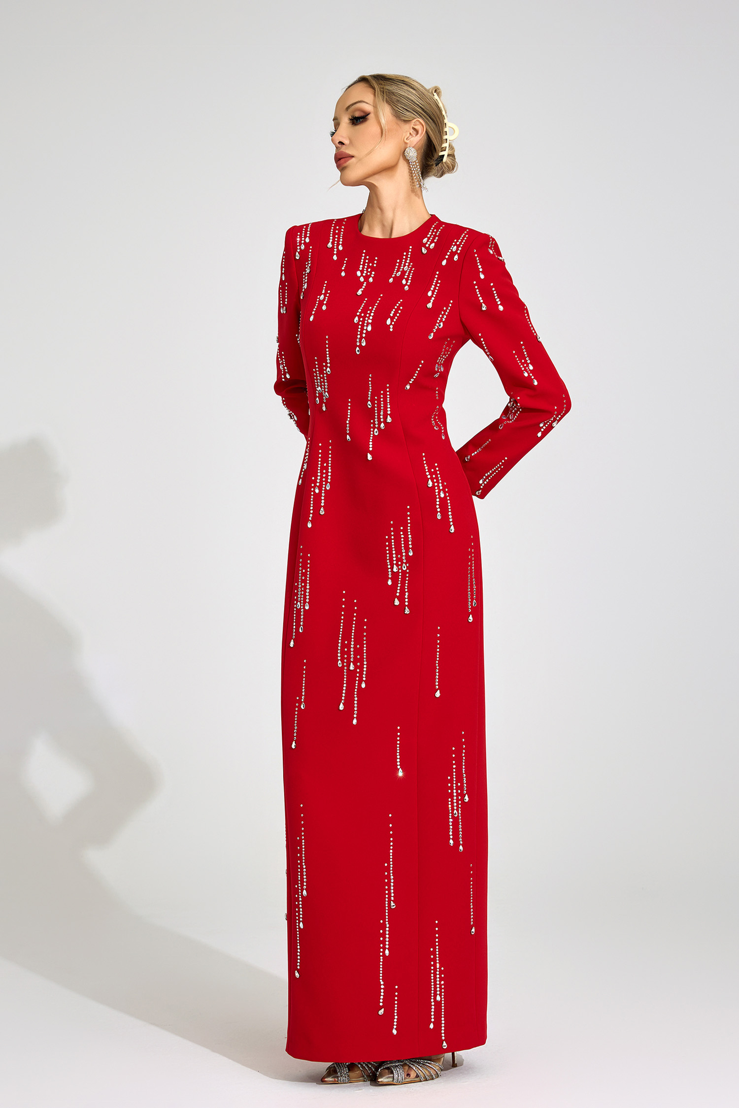 Solveig Red Diamond Maxi Dress