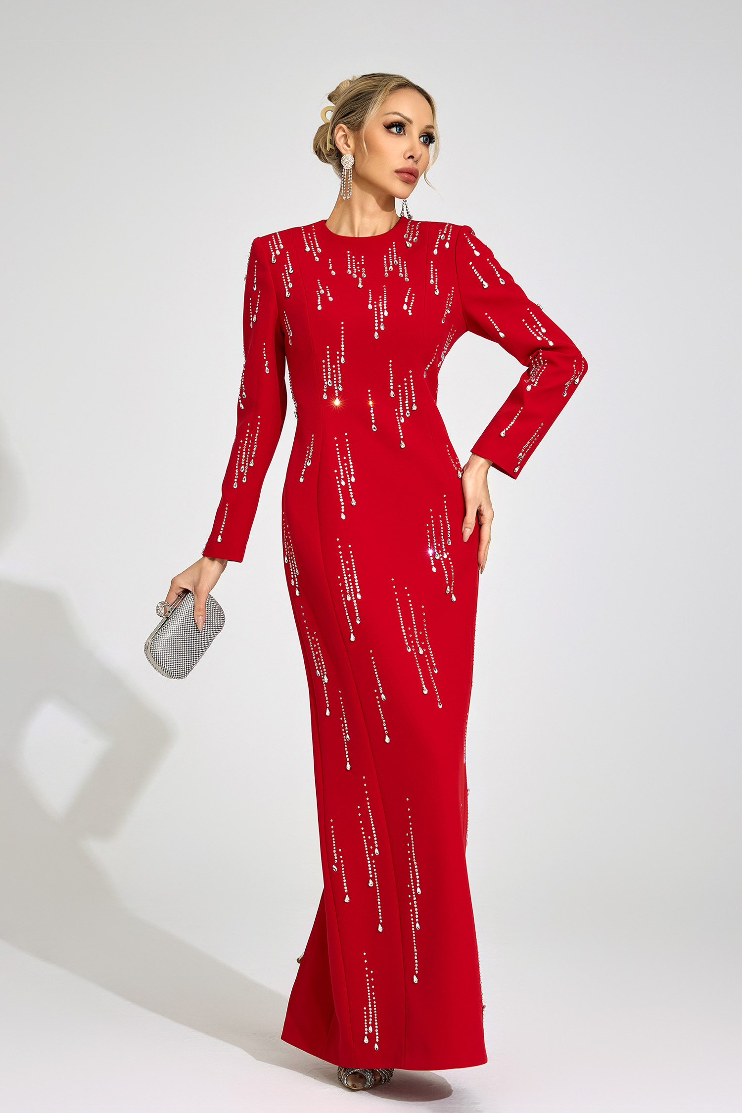 Solveig Red Diamond Maxi Dress