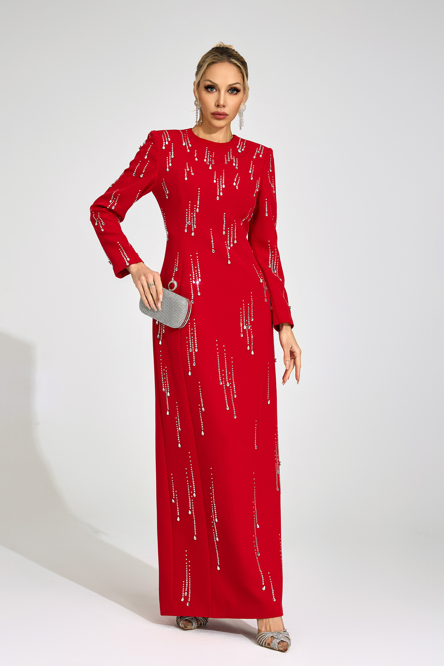 Solveig Red Diamond Maxi Dress