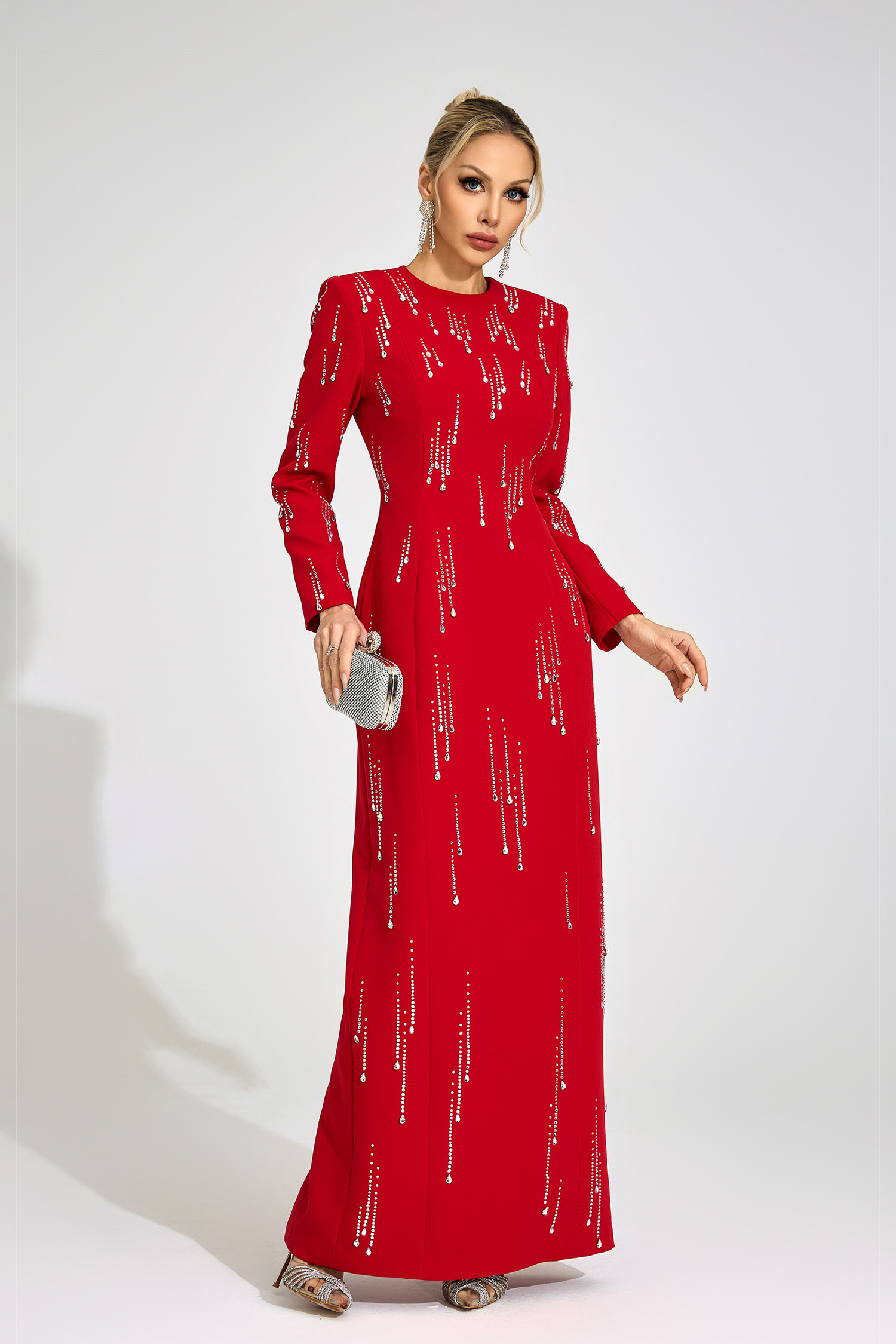 Solveig Red Diamond Maxi Dress