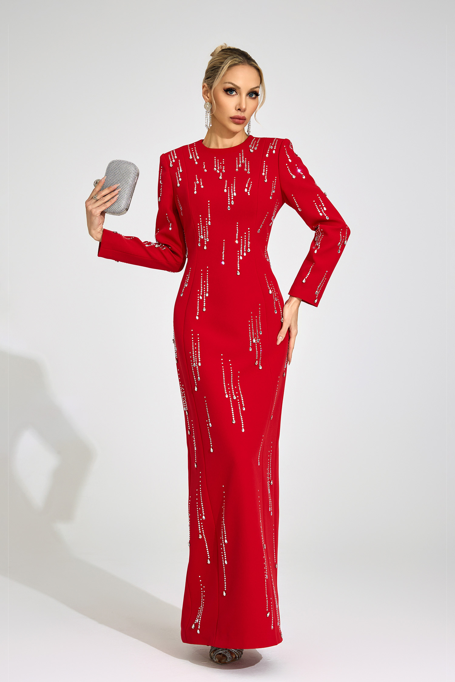 Solveig Red Diamond Maxi Dress
