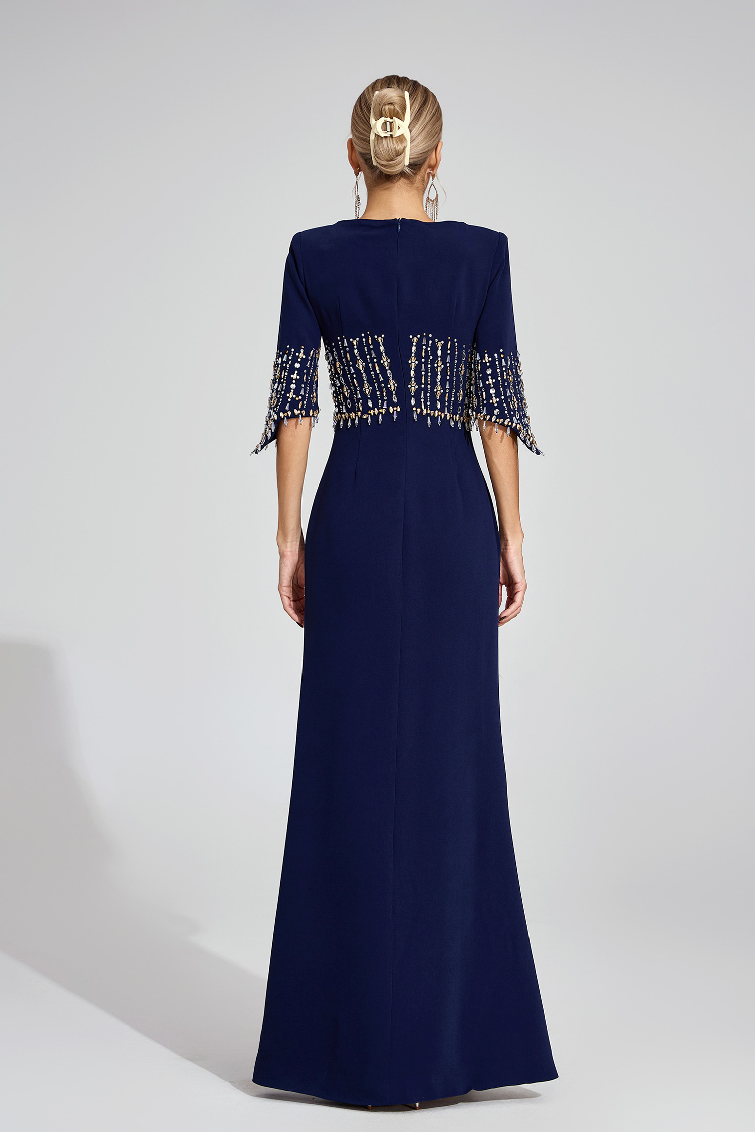 Sophronia Dark Blue Diamond Maxi Dress