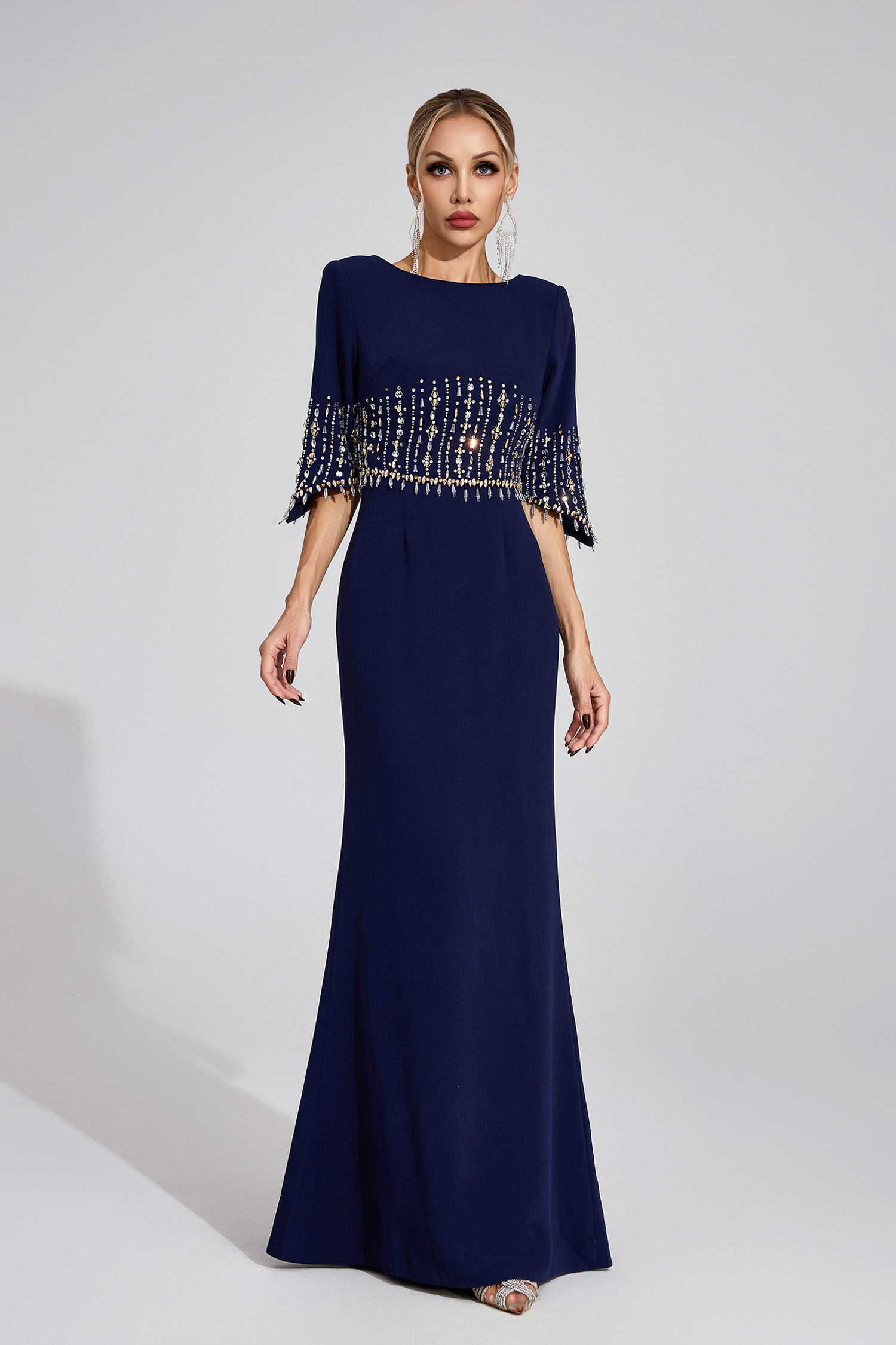 Sophronia Dark Blue Diamond Maxi Dress