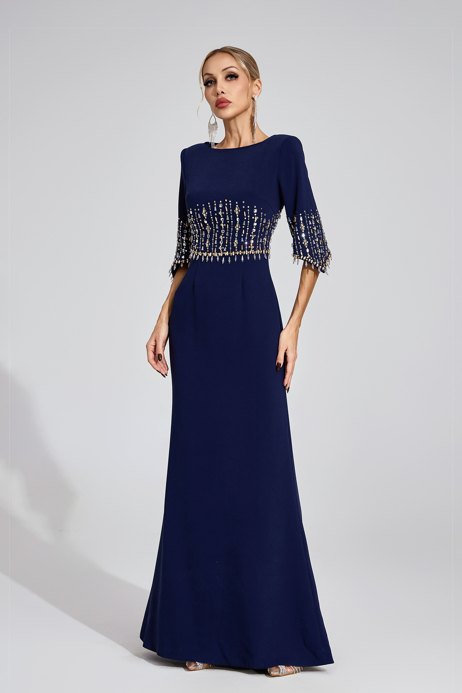 Sophronia Dark Blue Diamond Maxi Dress