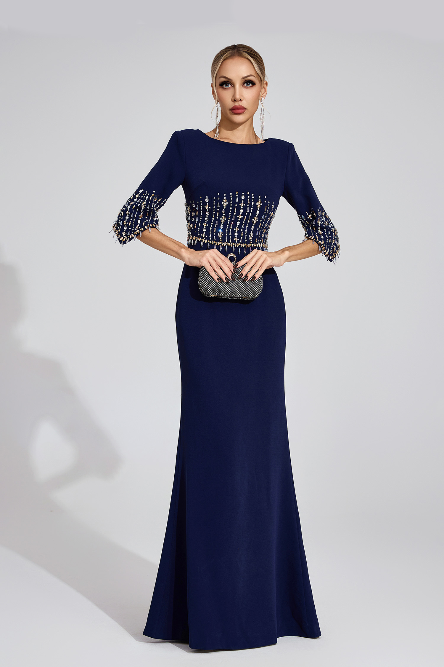 Sophronia Dark Blue Diamond Maxi Dress