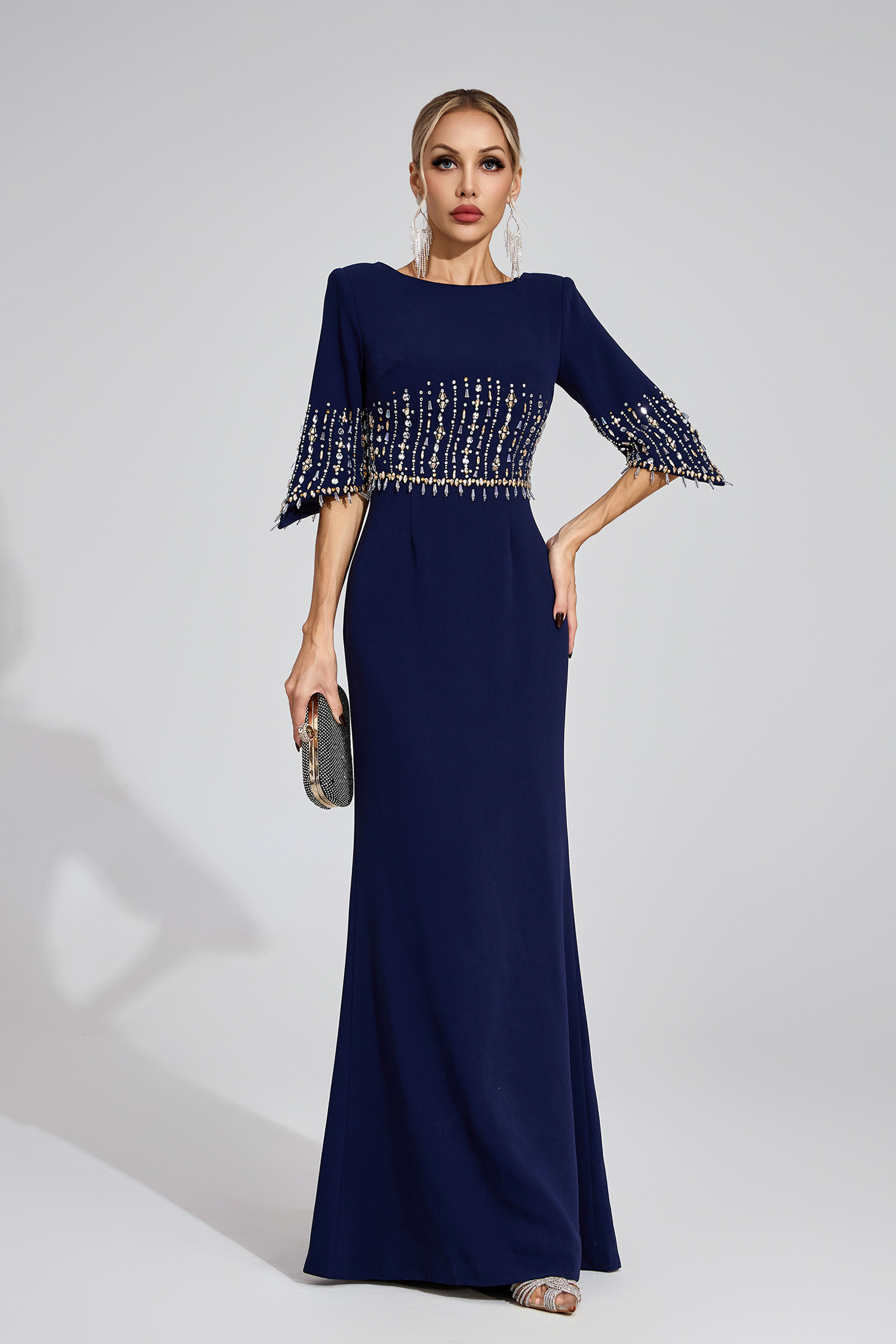 Sophronia Dark Blue Diamond Maxi Dress