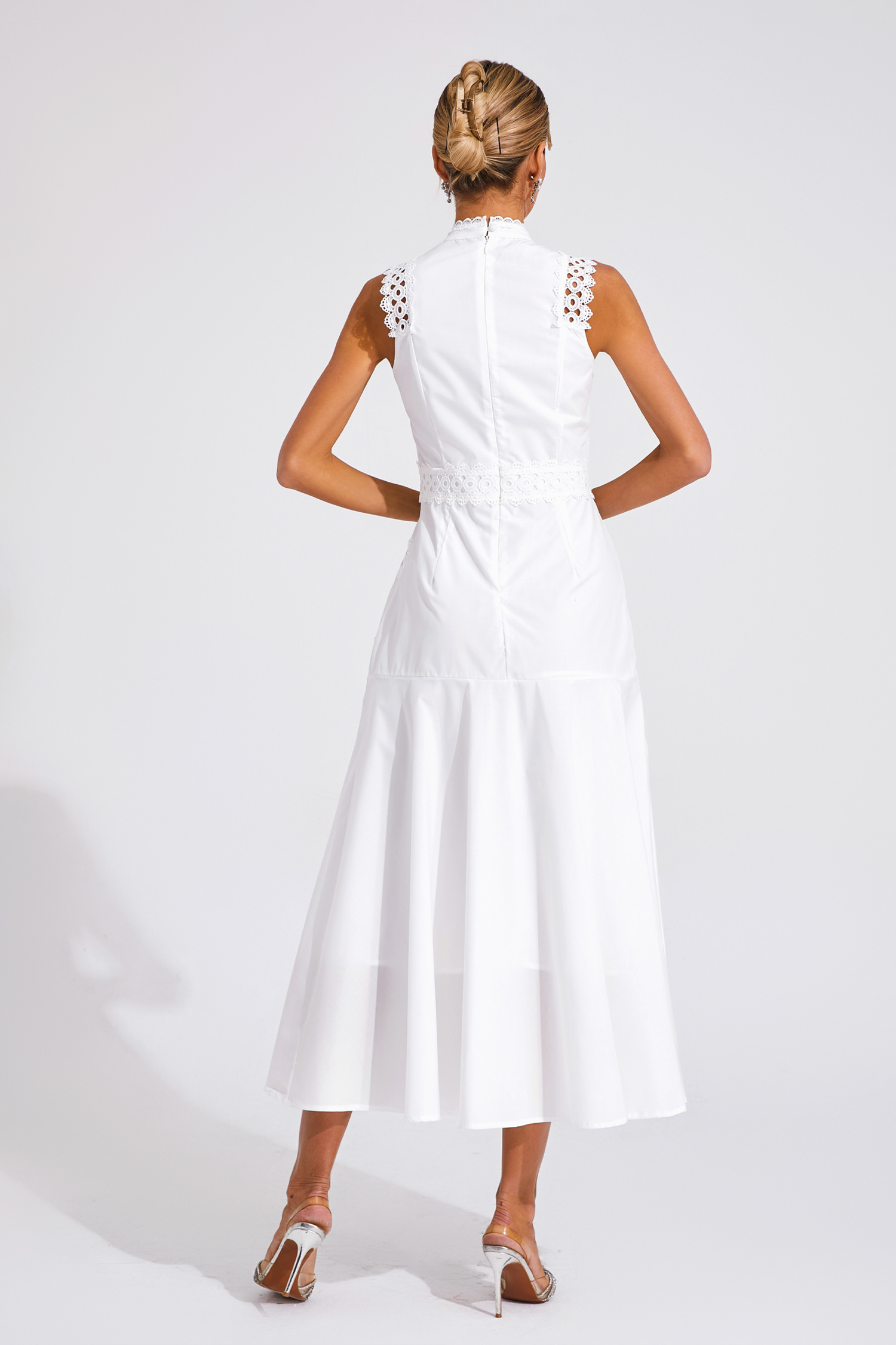 Susanna White Sleeveless Lace Dress-CATCHALL