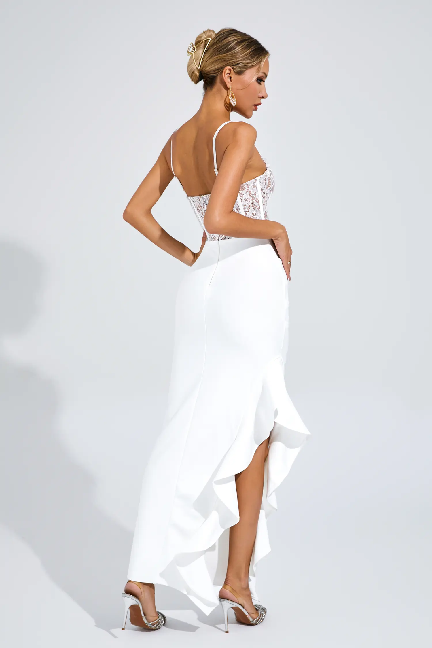 Swift White Slit Bandage Slip Dress-CATCHALL