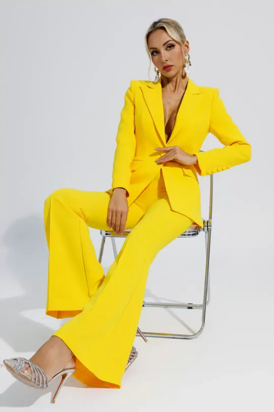 Sylvie Yellow Long Sleeve Blazer Set