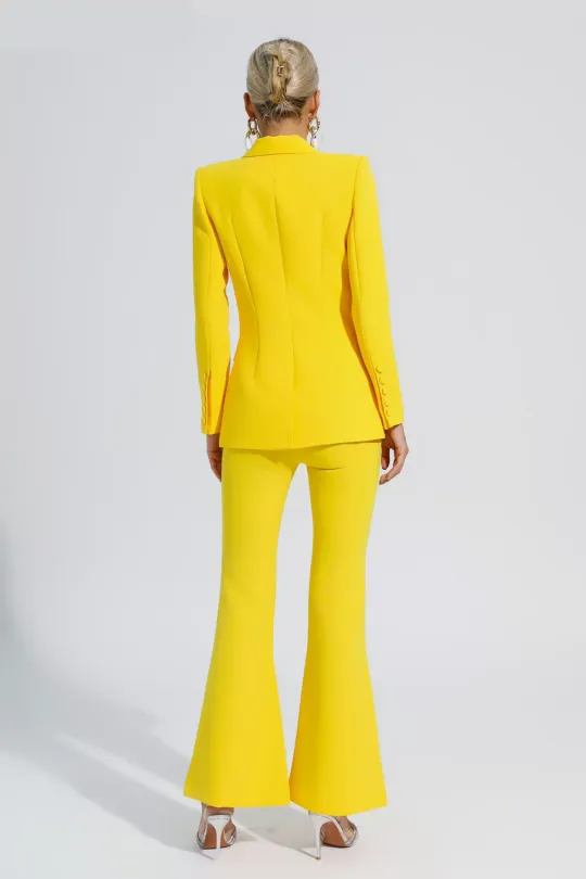 Sylvie Yellow Long Sleeve Blazer Set