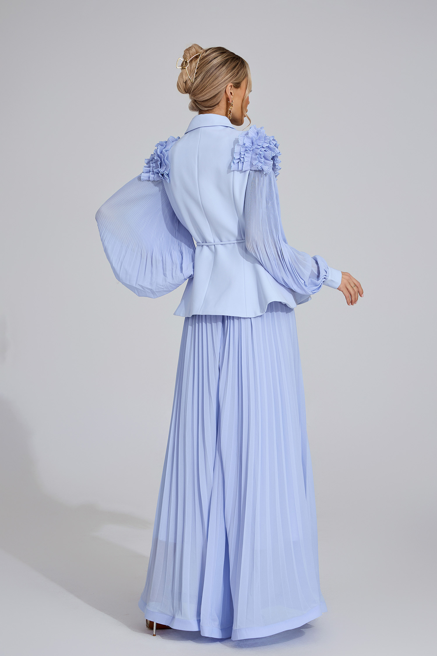 Tegan Light Blue Flounce Two-Piece Set