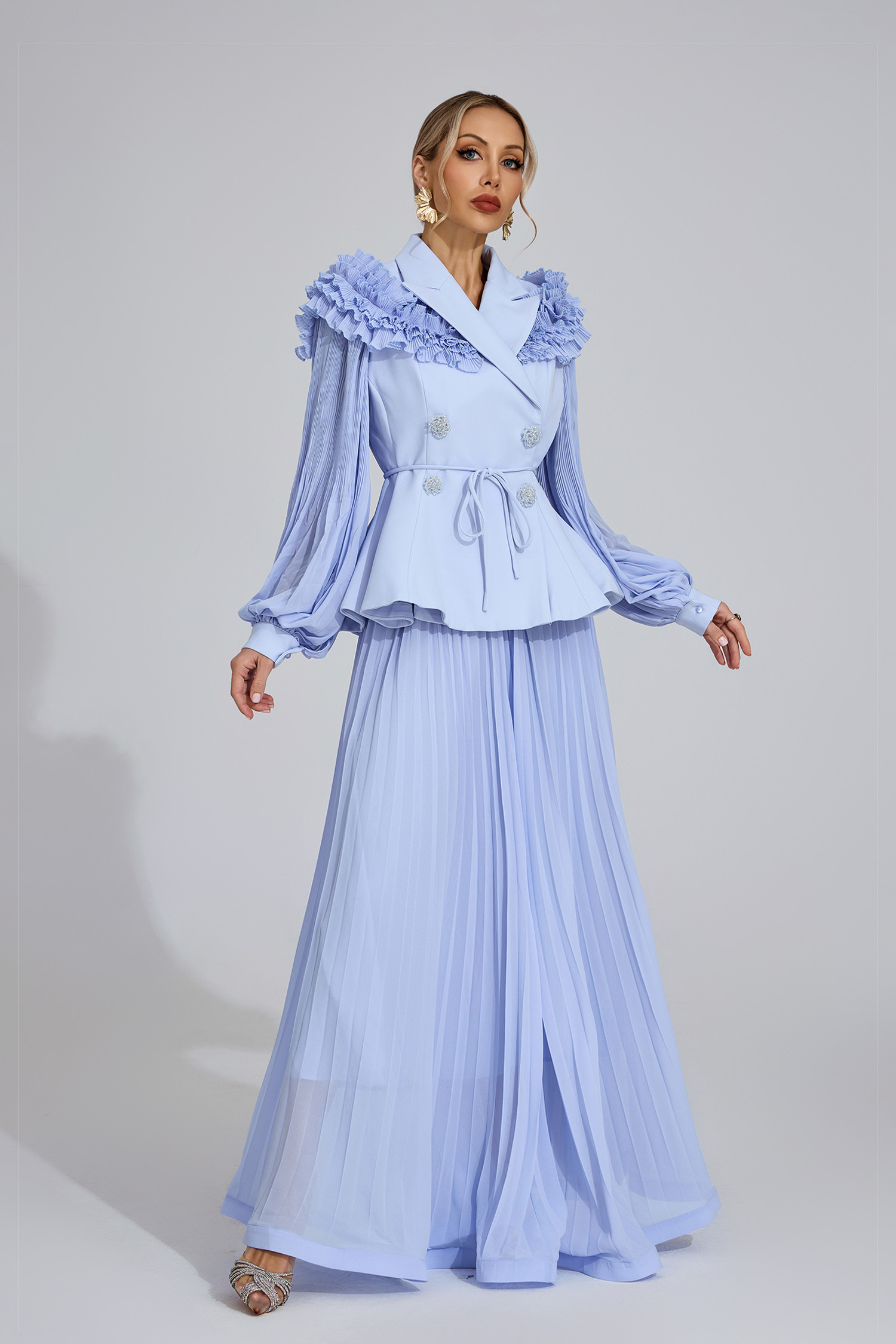 Tegan Light Blue Flounce Two-Piece Set