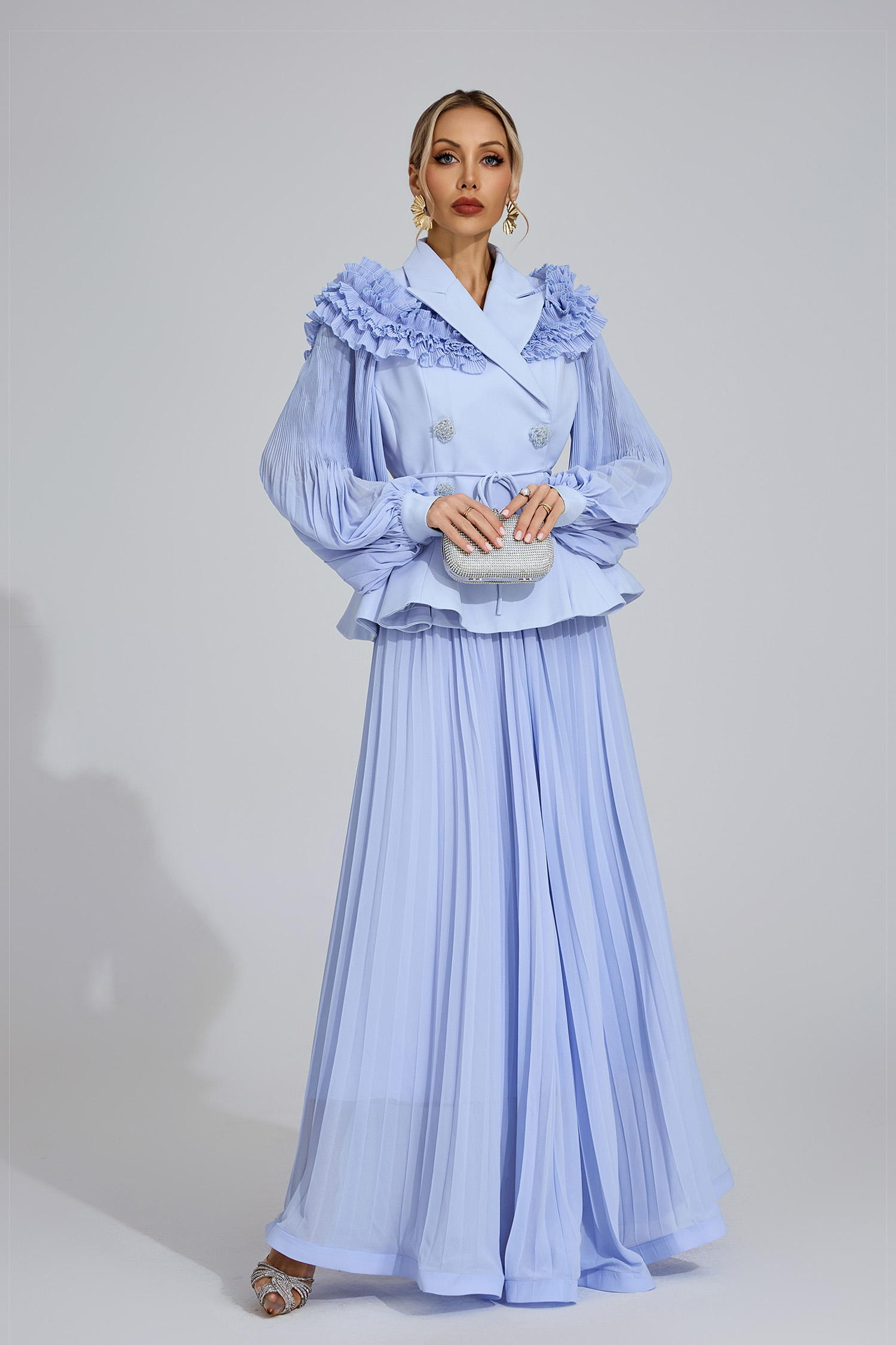 Tegan Light Blue Flounce Two-Piece Set