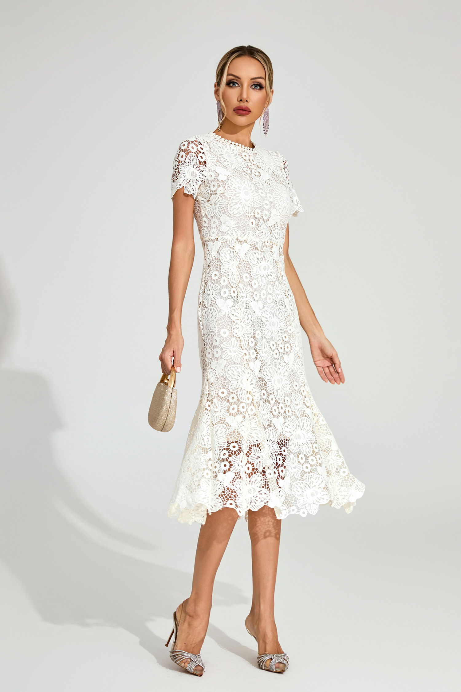 Temple Apricot Lace Mermaid Dress