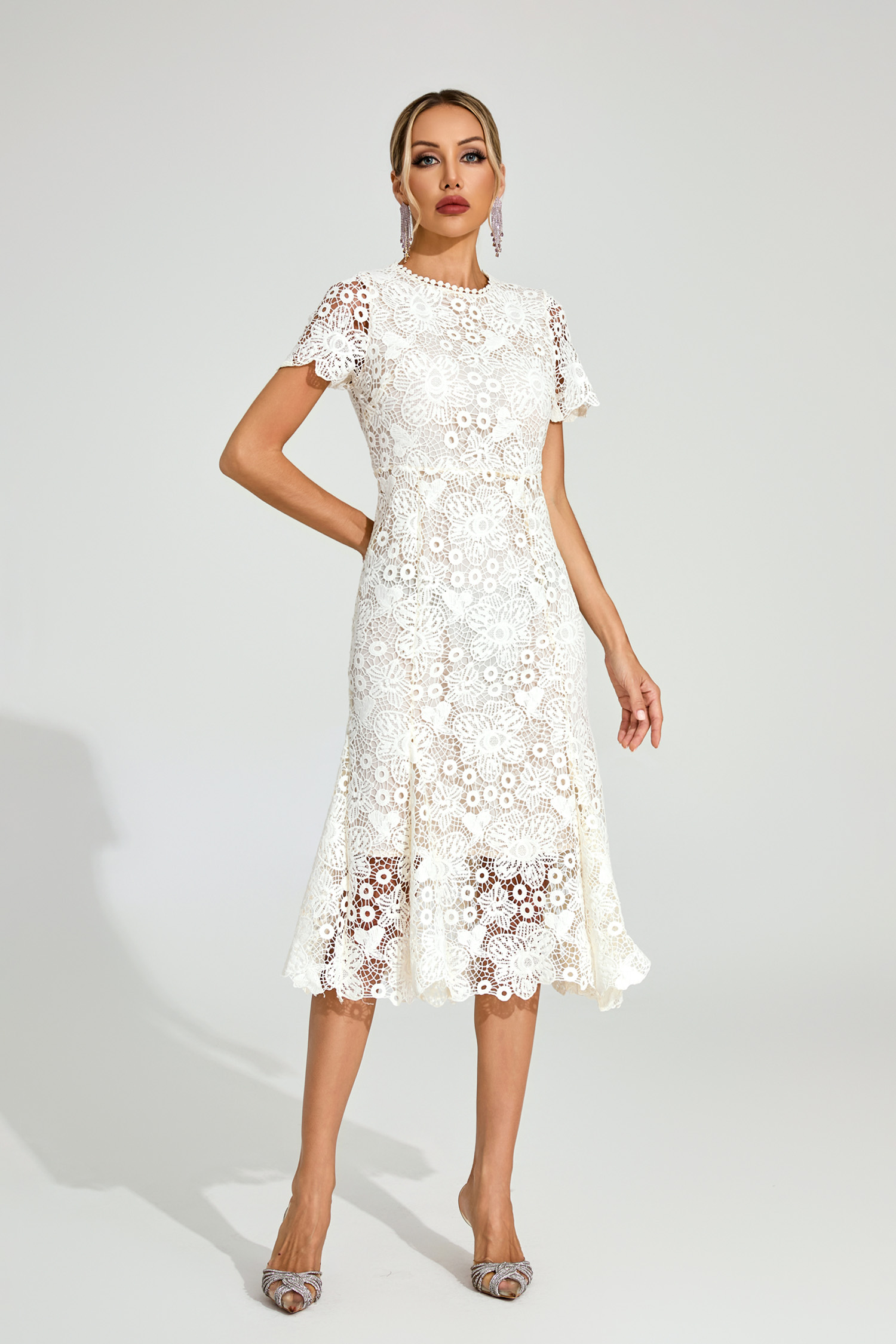 Temple Apricot Lace Mermaid Dress