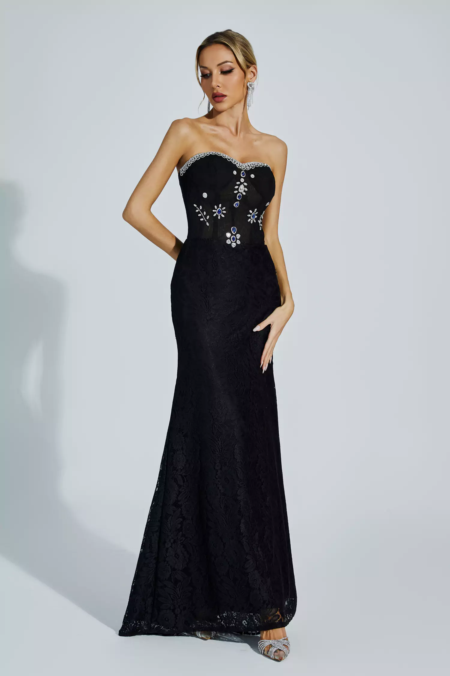 Teresa Black Diamond Off-shoulder Dress-CATCHALL