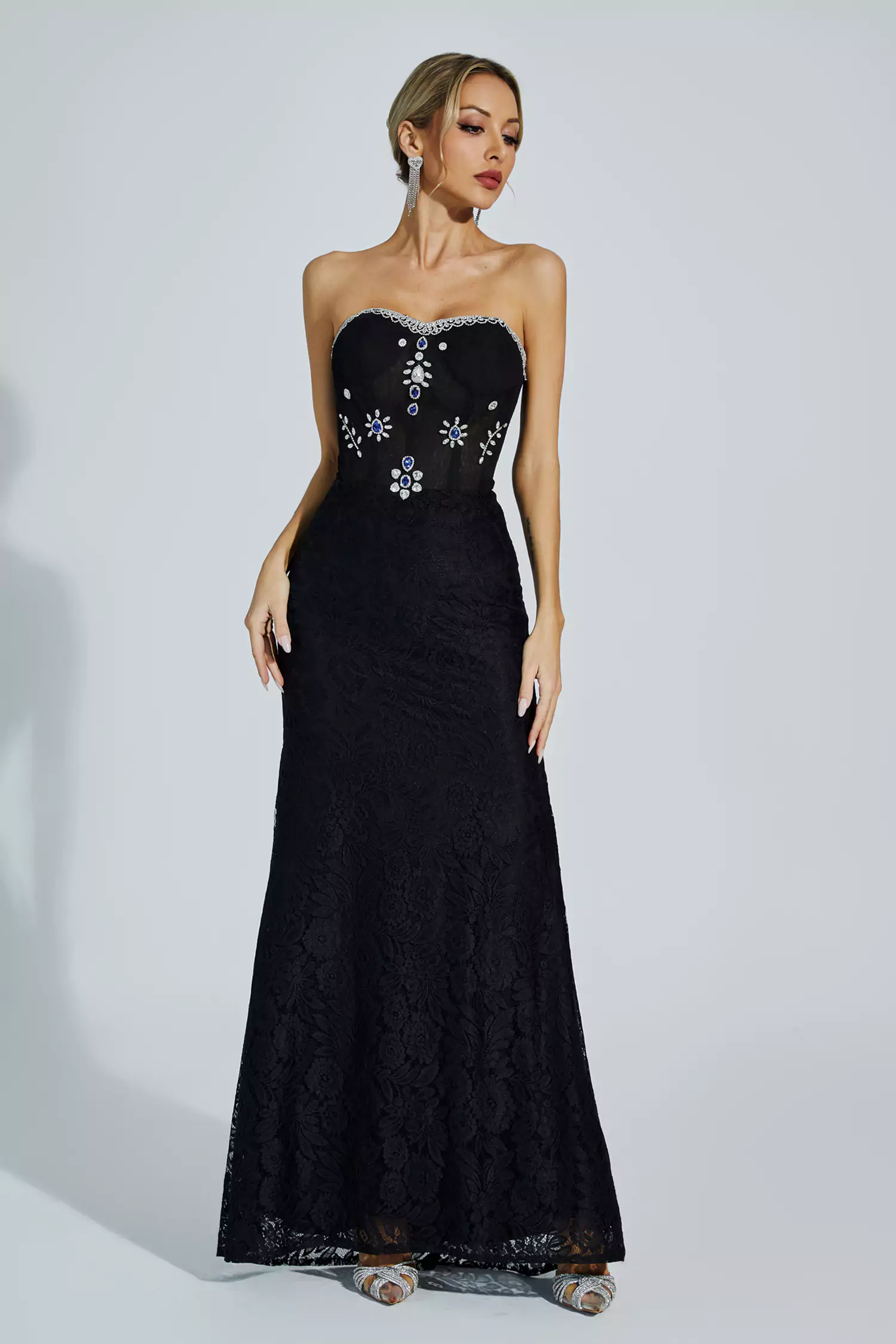 Teresa Black Diamond Off-shoulder Dress-CATCHALL