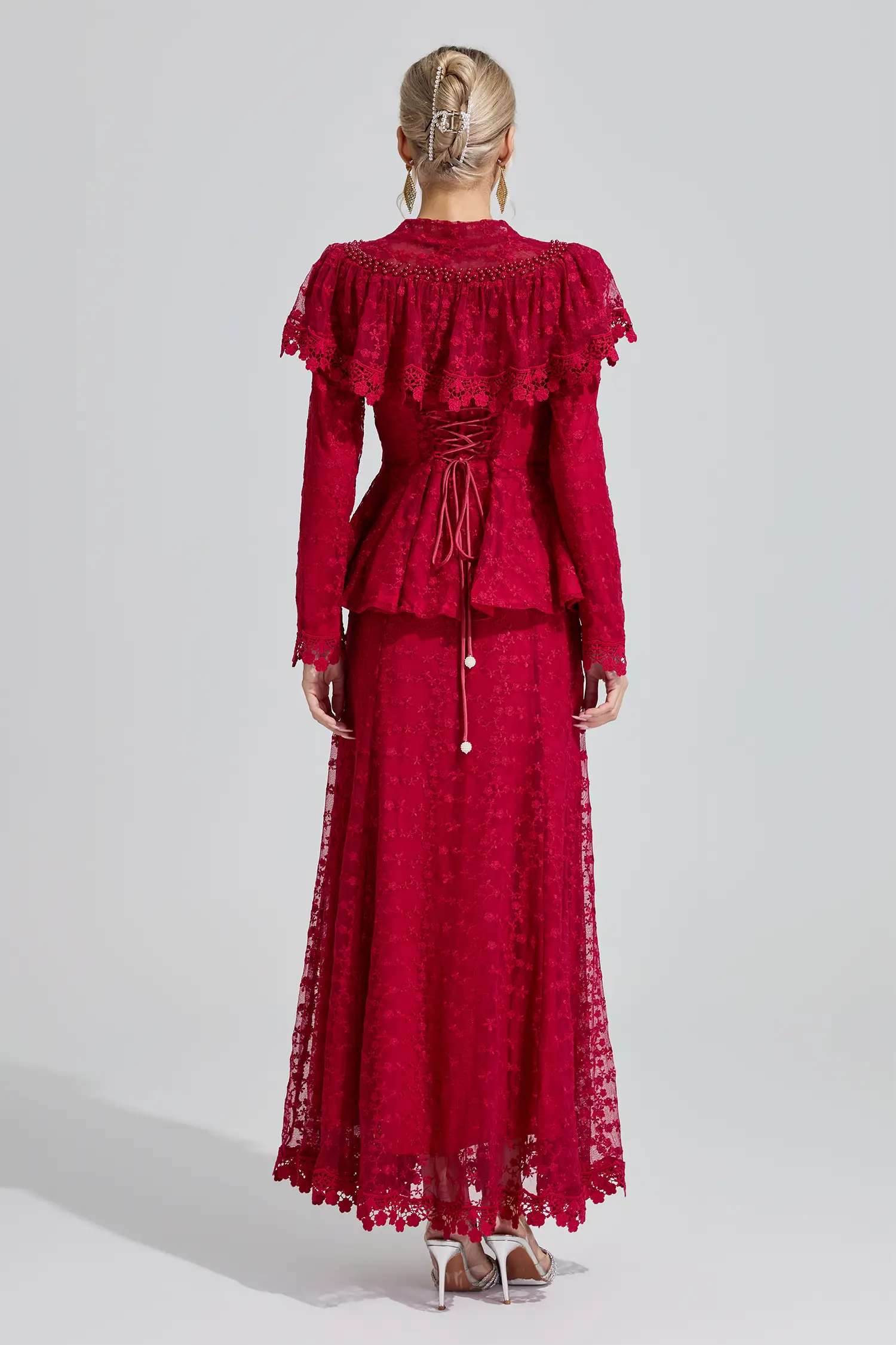 Thalia Red Beaded Lotus Fishtail Set