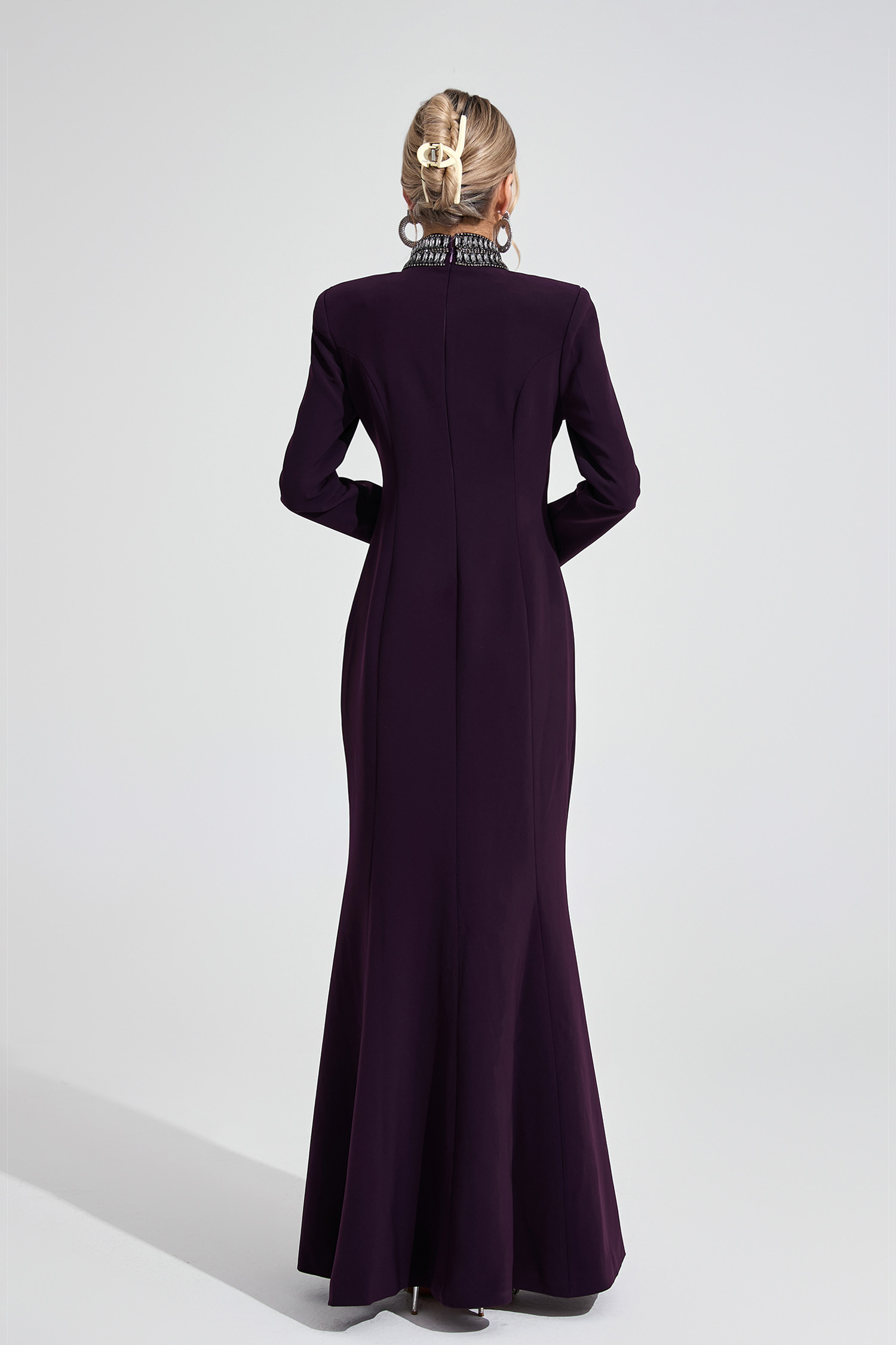 Theodora Deep Purple Diamond Maxi Dress